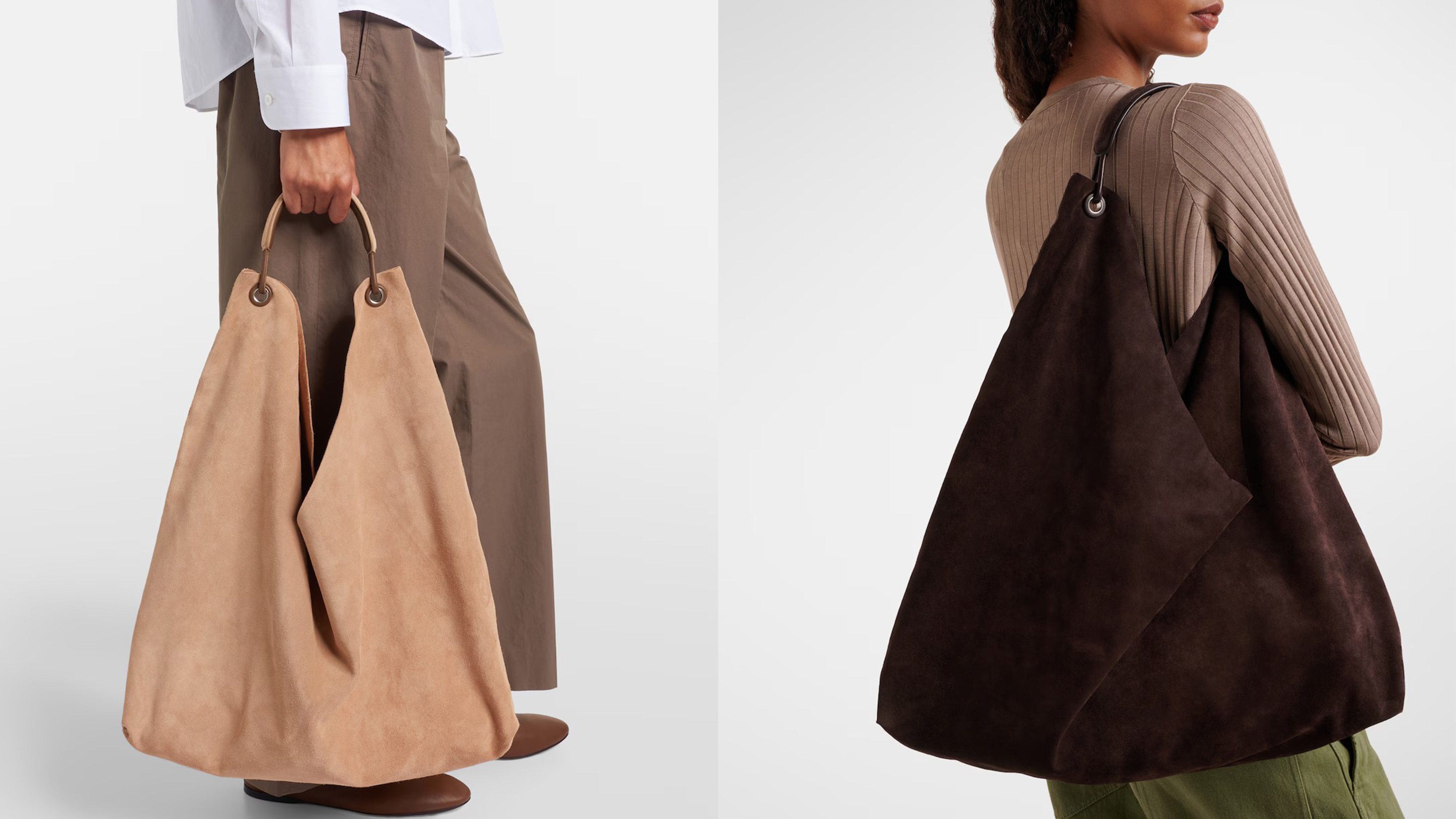 Two women carrying The Row's bindle three bag.