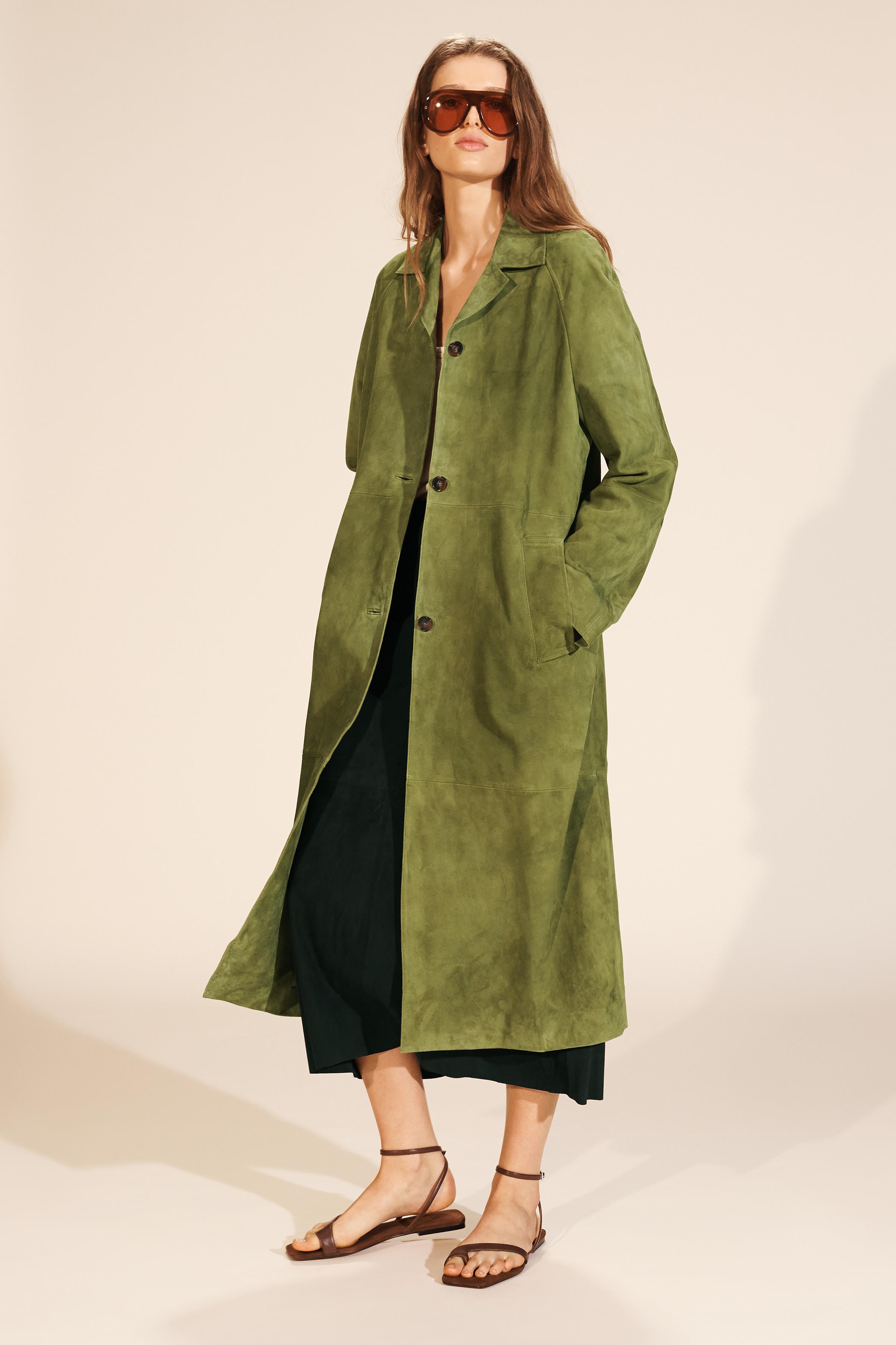100% Suede Leather Long Coat - Limited Edition