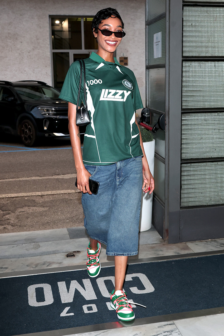 Jourdan Dunn attending the Como Cup at Giuseppe Sinigaglia Stadium