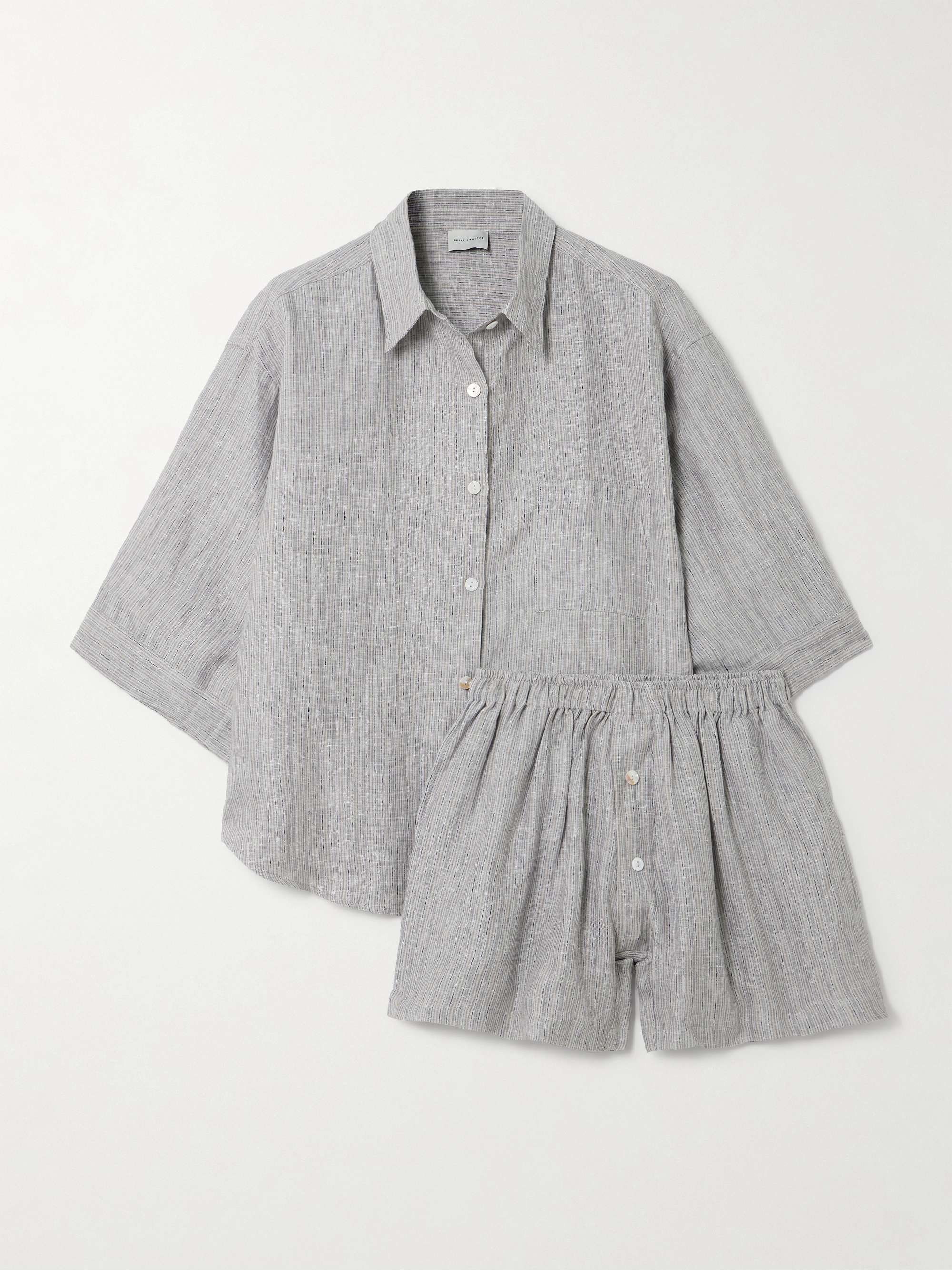 The 03 Striped Washed-Linen Shirt and Shorts Set
