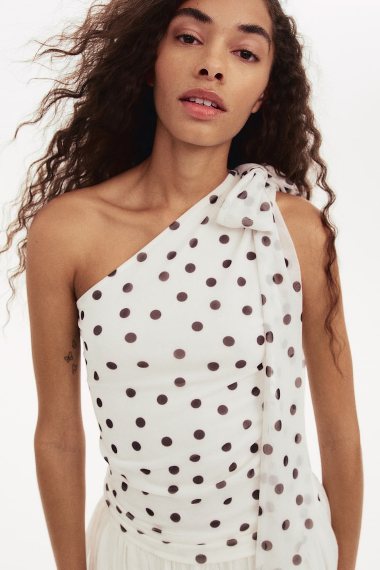 One-Shoulder Mesh Top