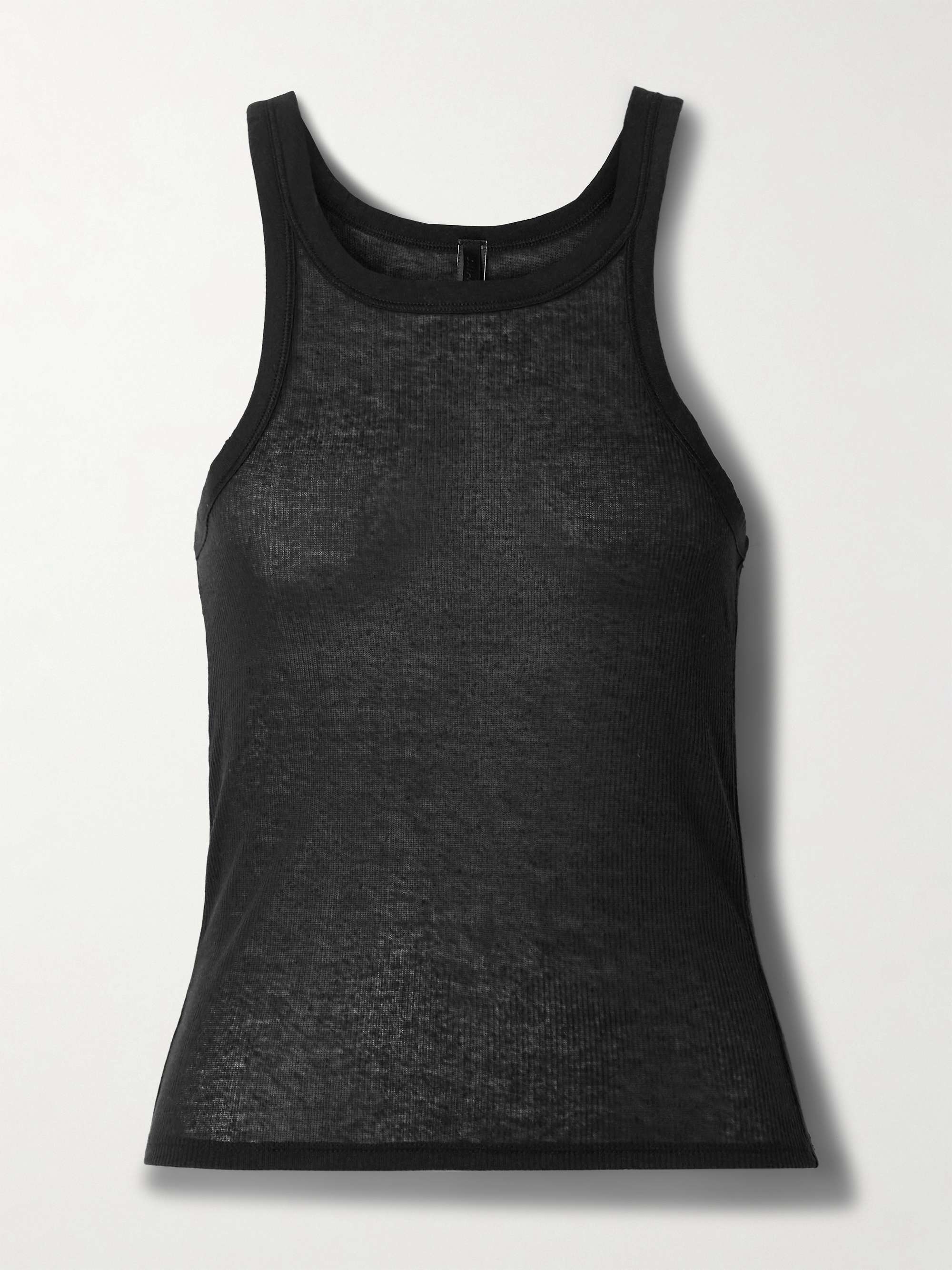 Sheer Stretch-Jersey Tank - Soot