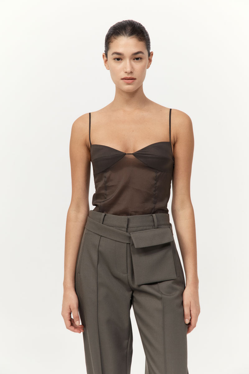 Transparent Silk Cami - Black Olive