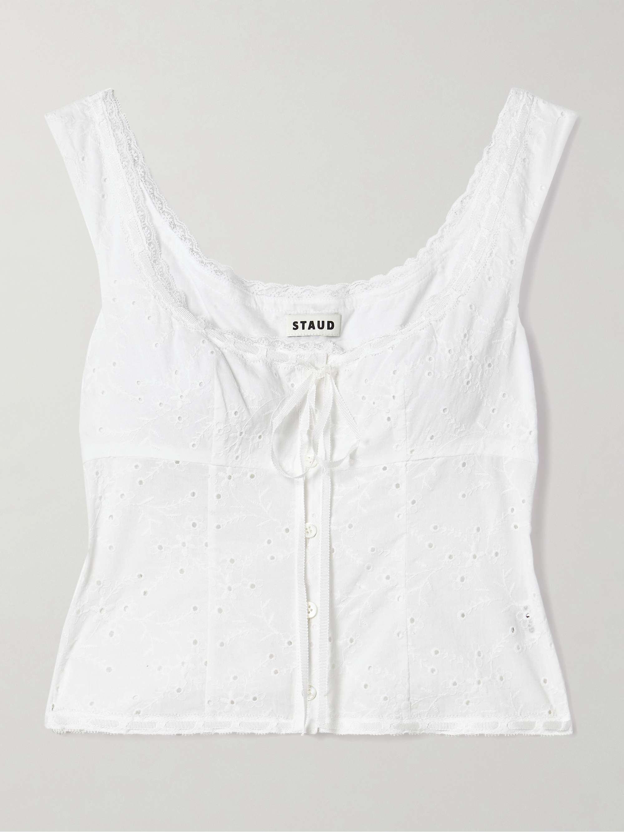 Lou Lace-Trimmed Broderie Anglaise Cotton Tank