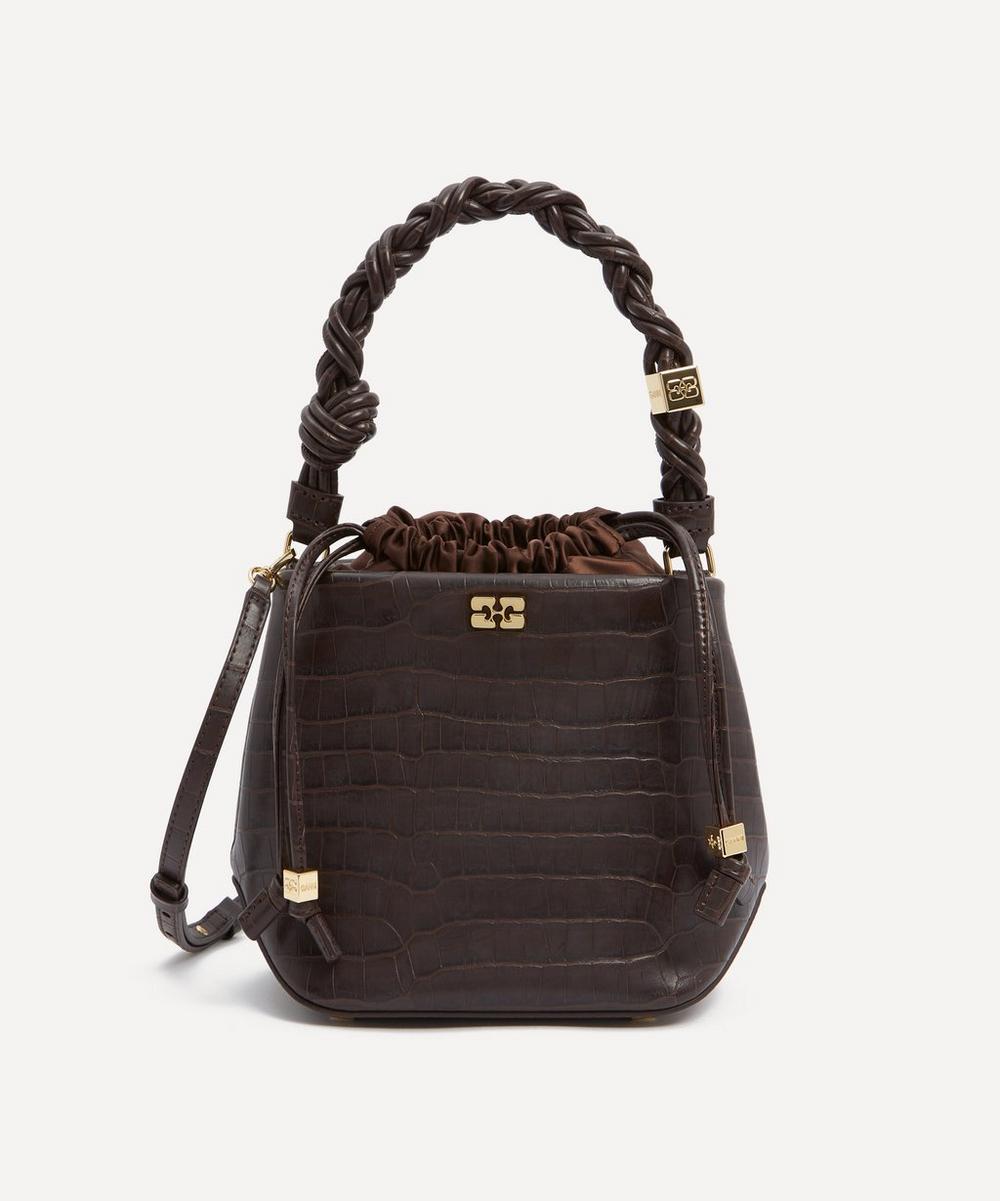 Brown Croco Bou Bucket Bag