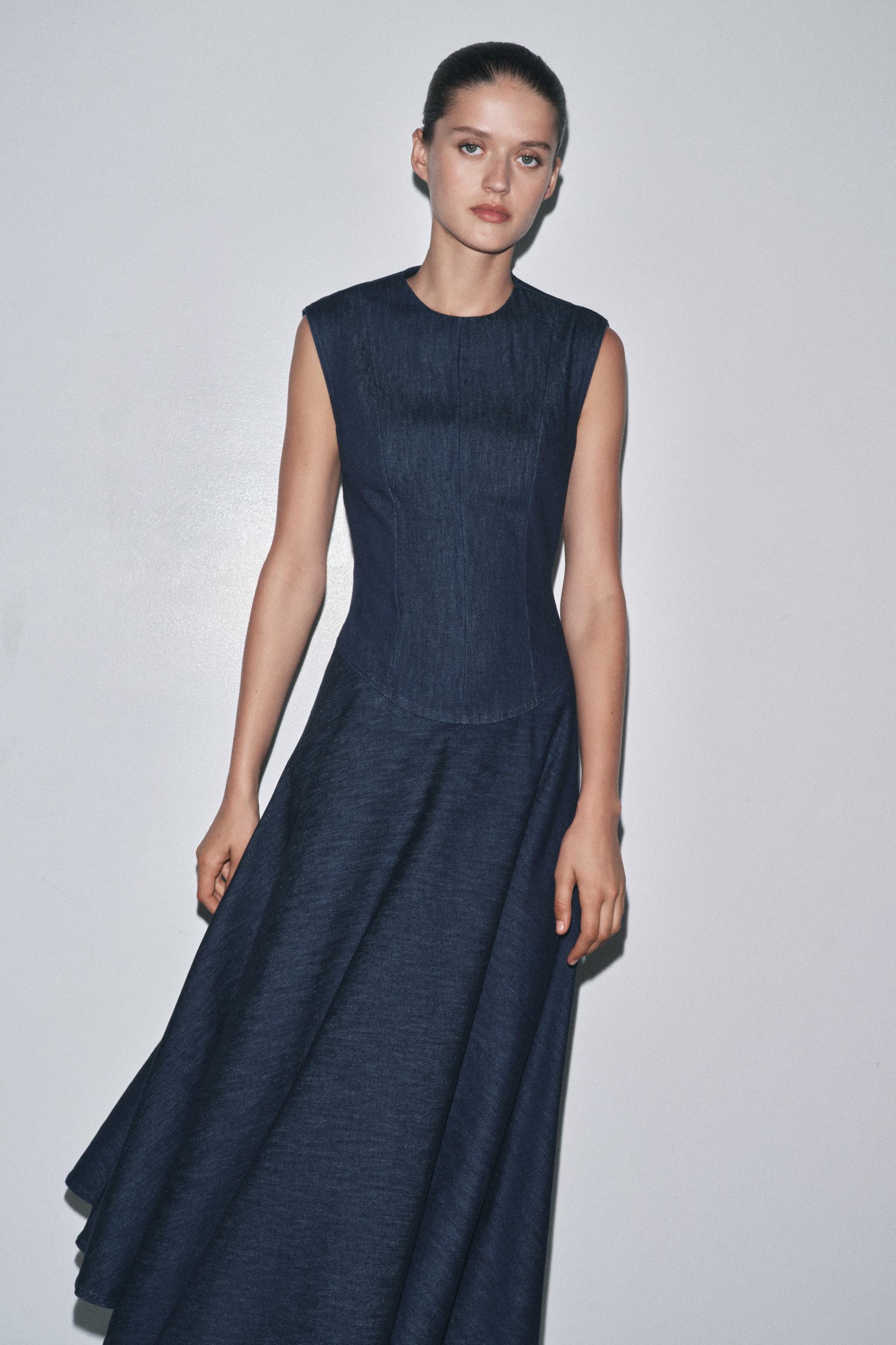 Zw Collection Denim Midi Dress