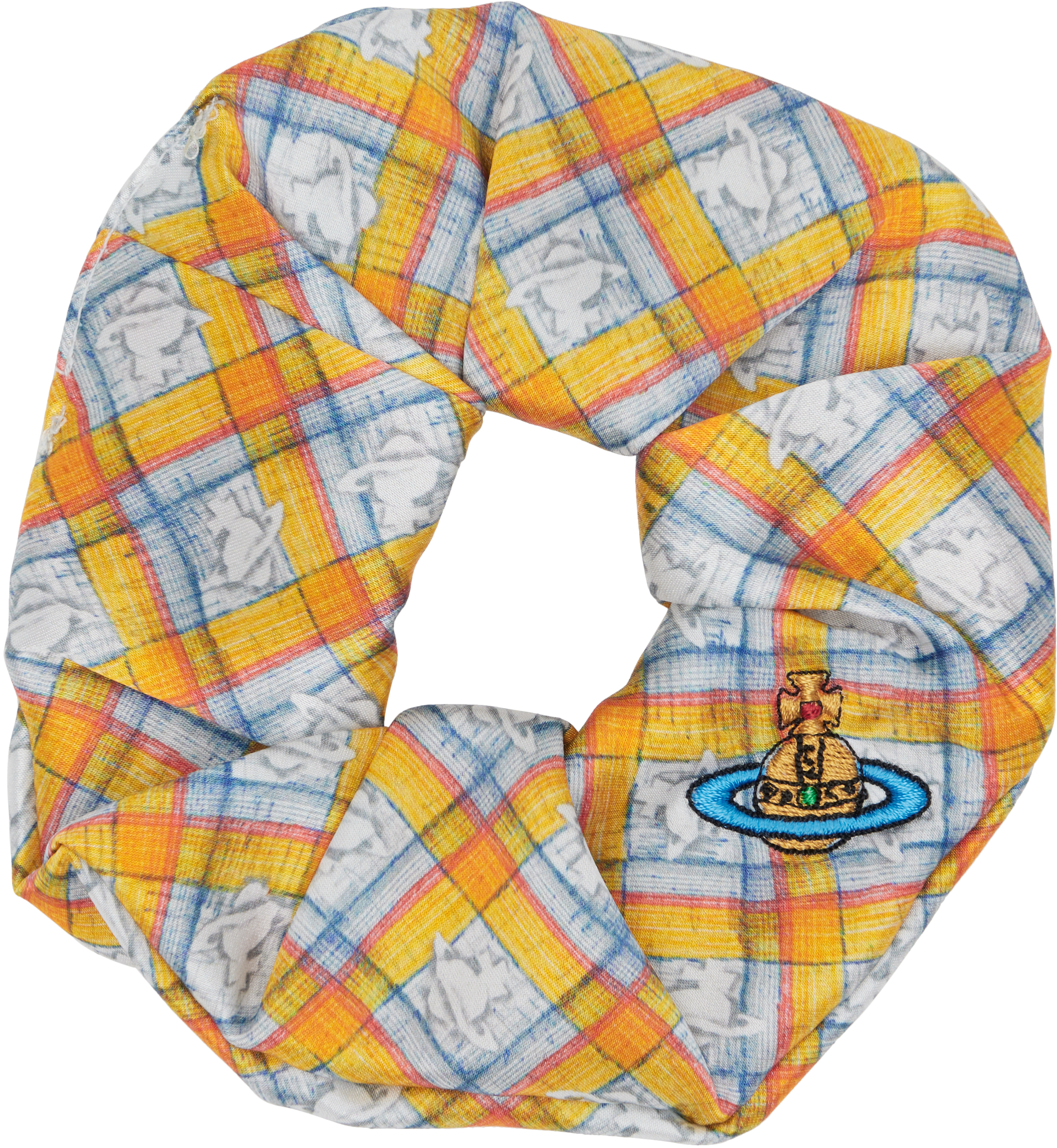 Multicolor Check Orbs Small Scrunchie