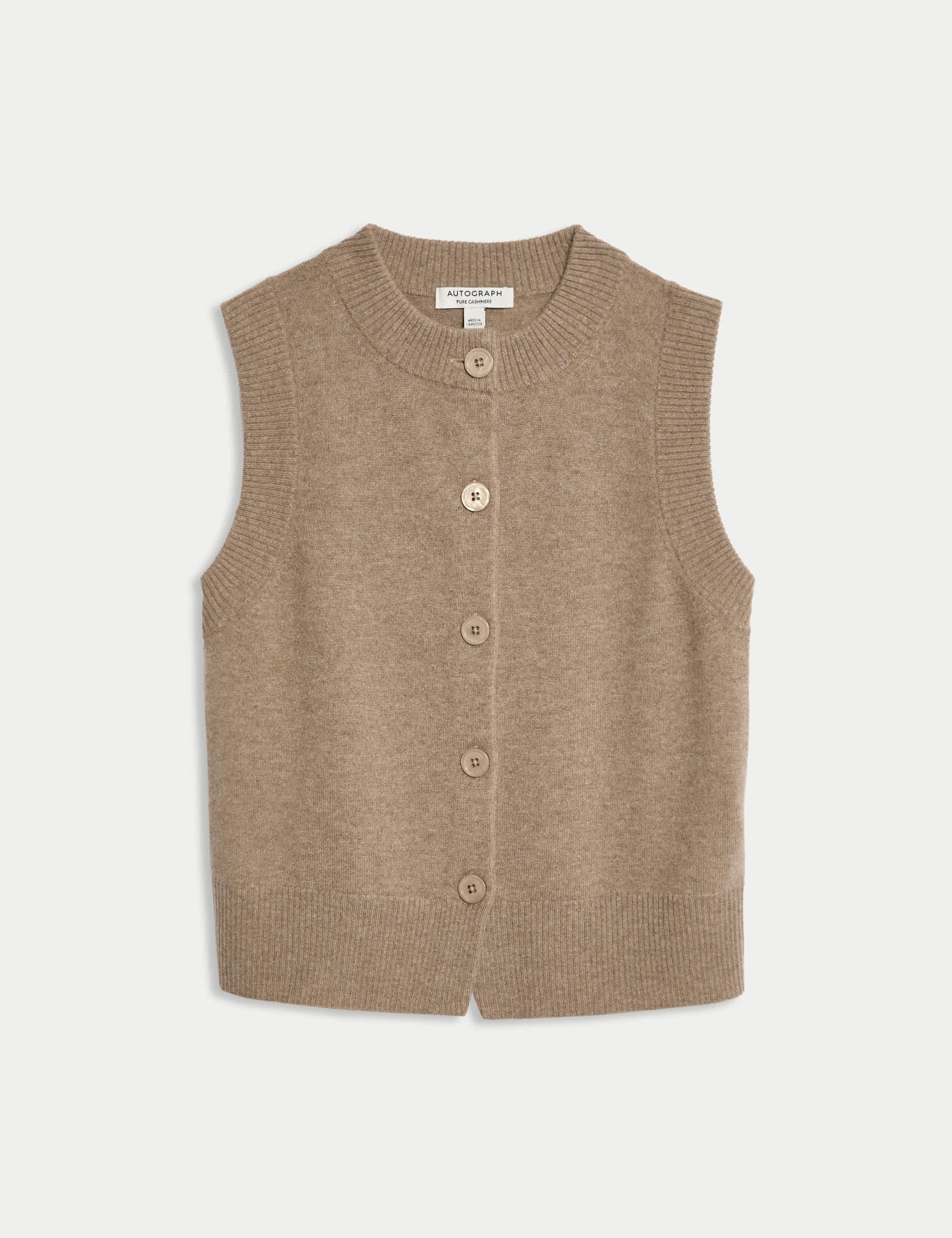 Pure Cashmere Button Through Knitted Vest