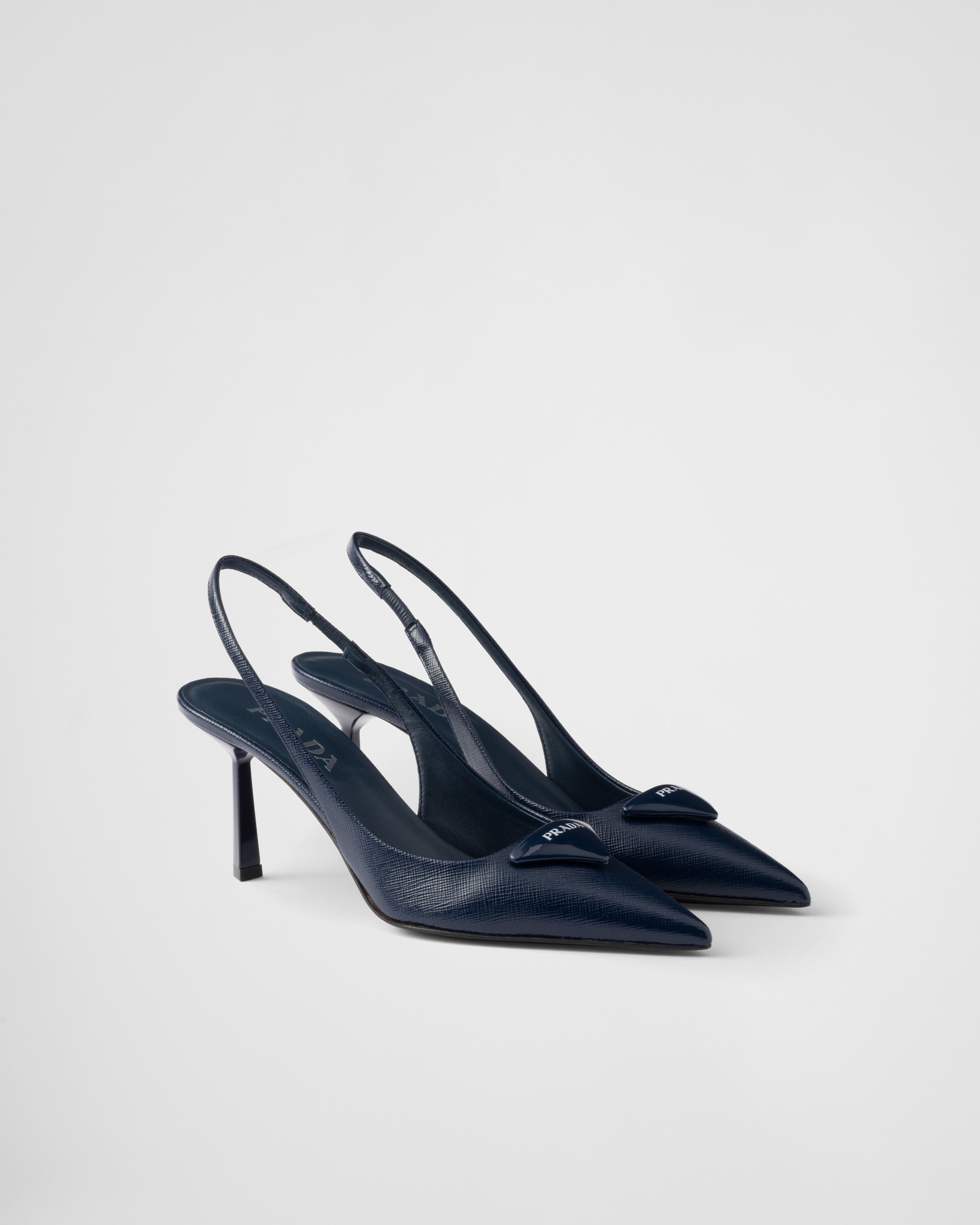 Saffiano Patent Leather Slingback Pumps