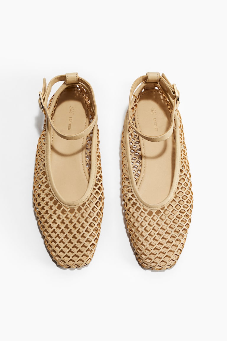 Perforated Leather Ballet Pumps