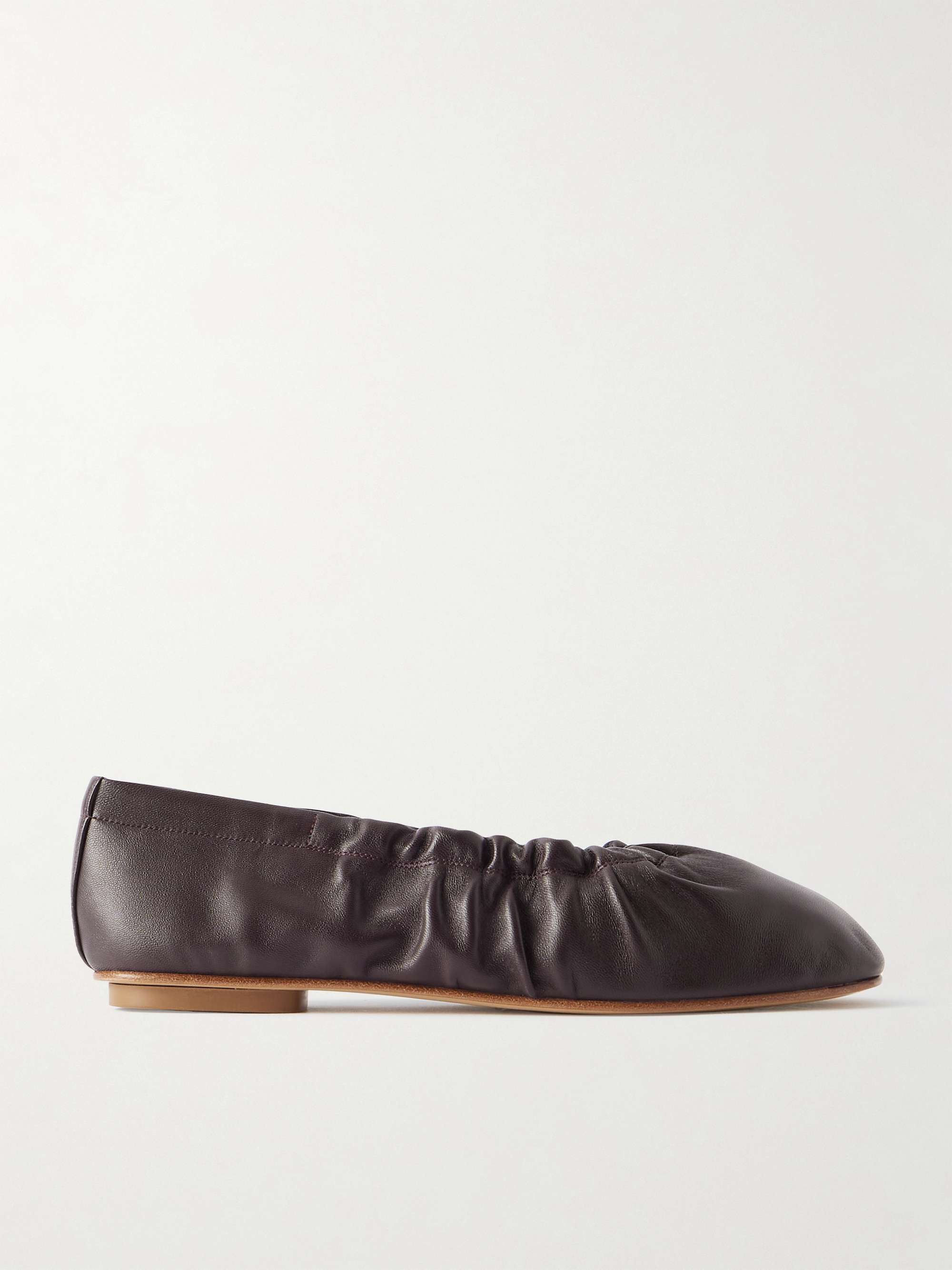 Mica Gathered Leather Ballet Flats