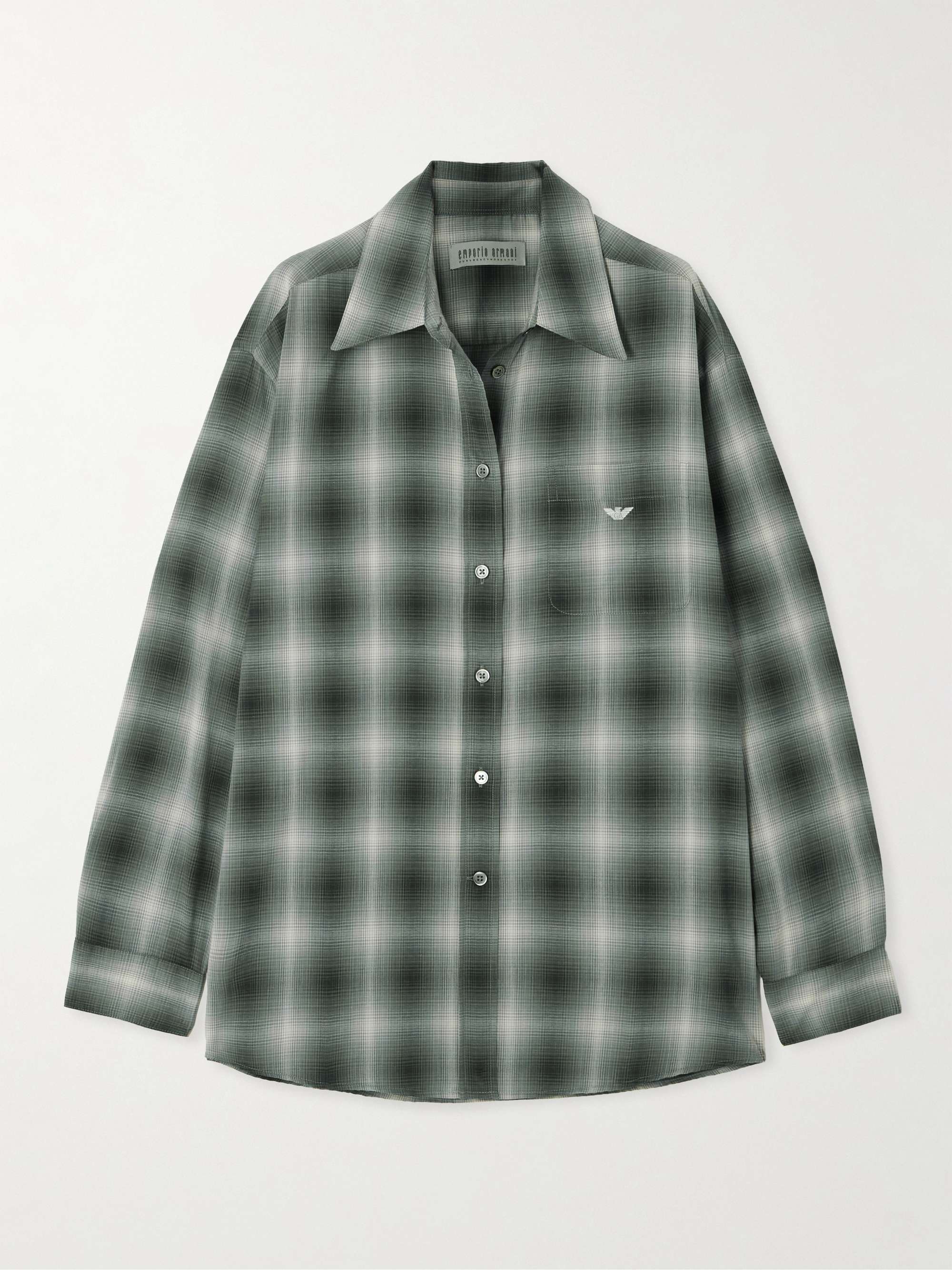 + Emporio Armani Preziosa Oversized Checked Recycled Woven Shirt