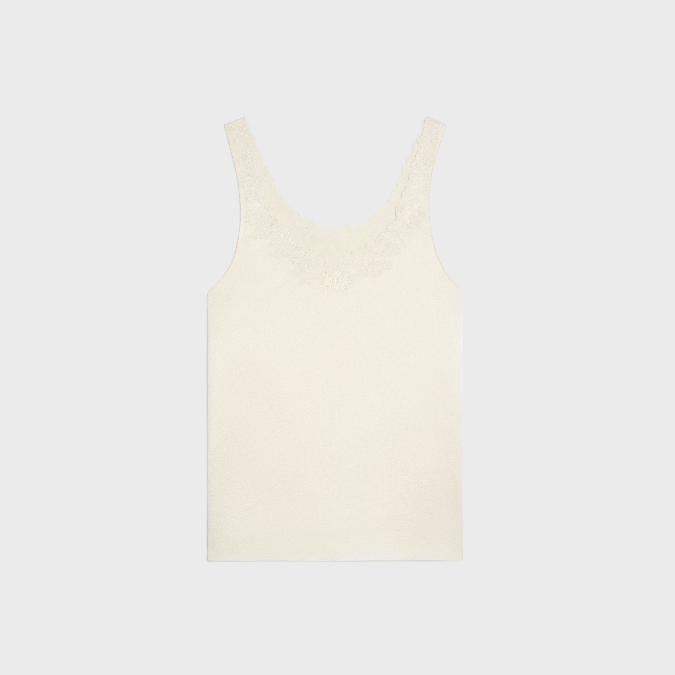 Embroidered Top in Silk Satin