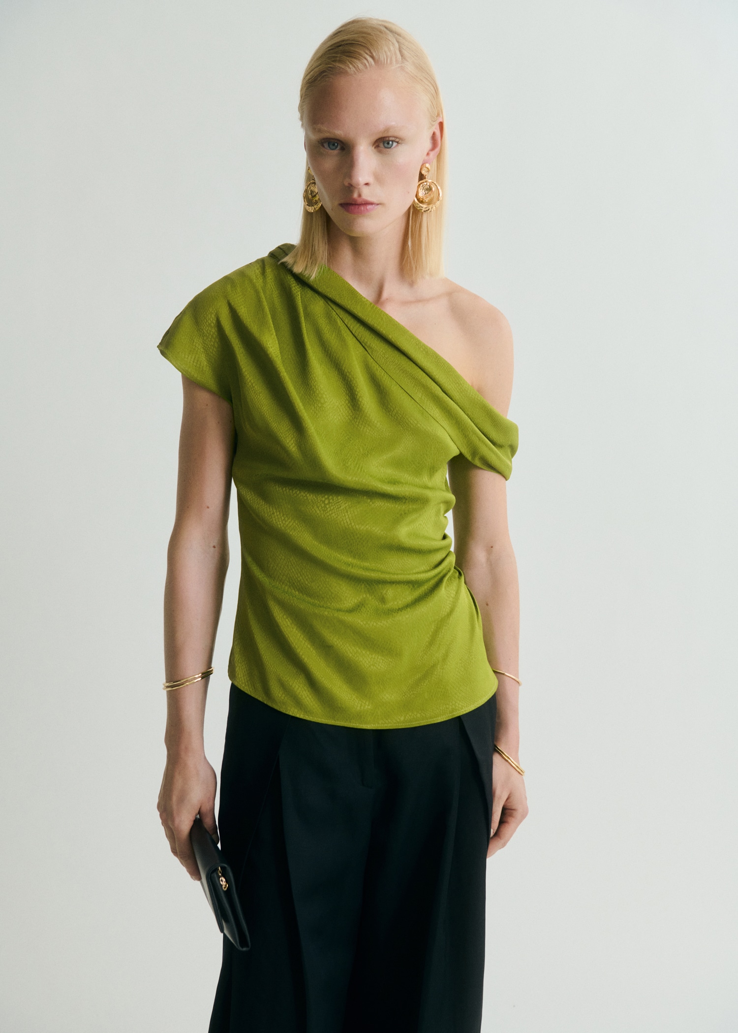 Satin Blouse With Asymmetrical Neck - Women | Mango United Kingdom