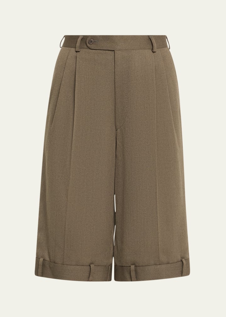Upside-Down Pleated Bermuda Shorts