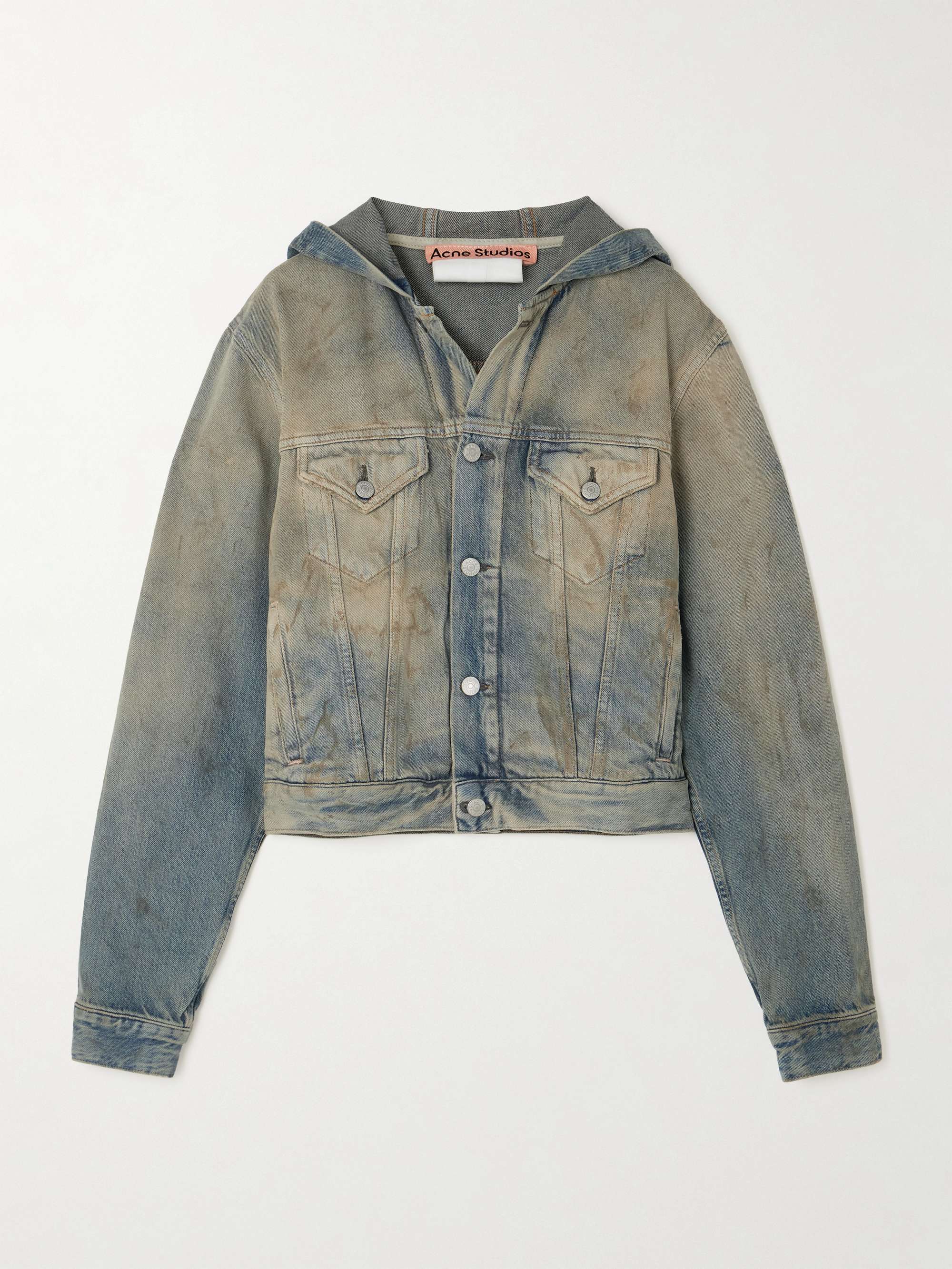 Hooded Distressed Organic Denim Jacket