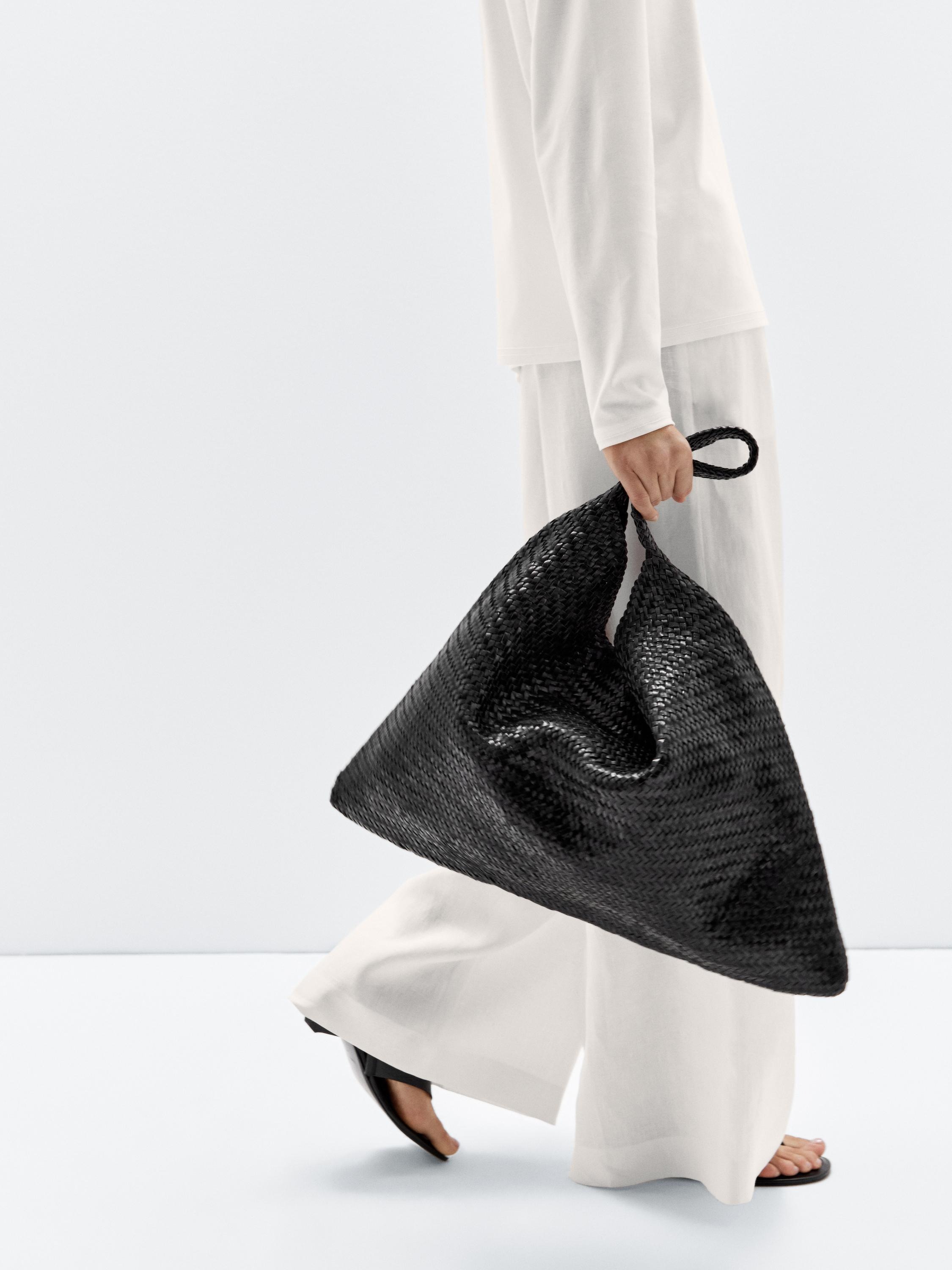 Nappa Leather Woven Maxi Tote Bag