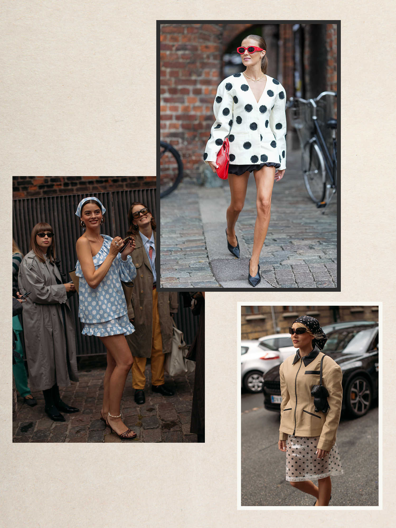 A collage of women wearing polka dots in copenhagen.