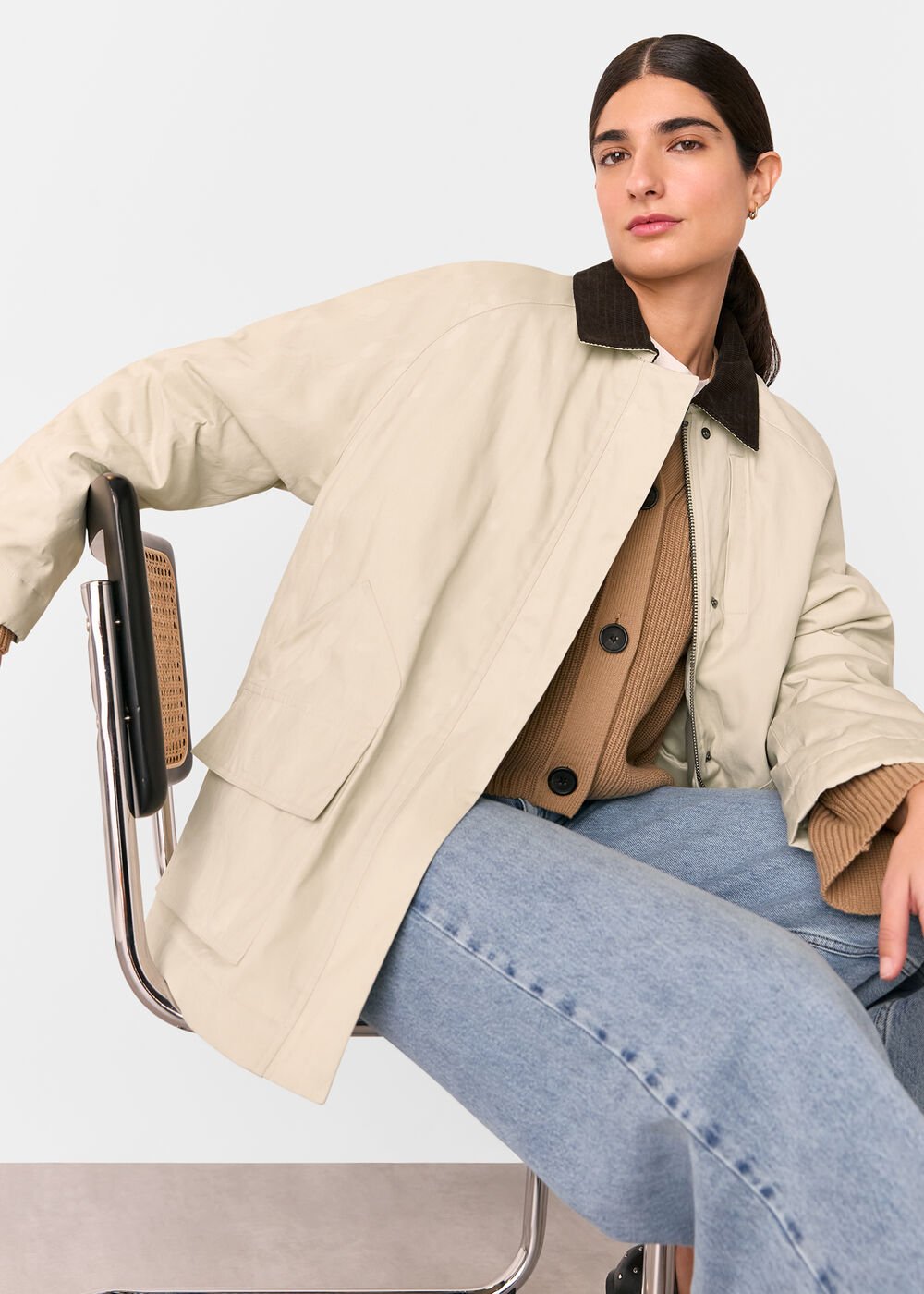 Neutral Fern Waxed Barn Jacket
