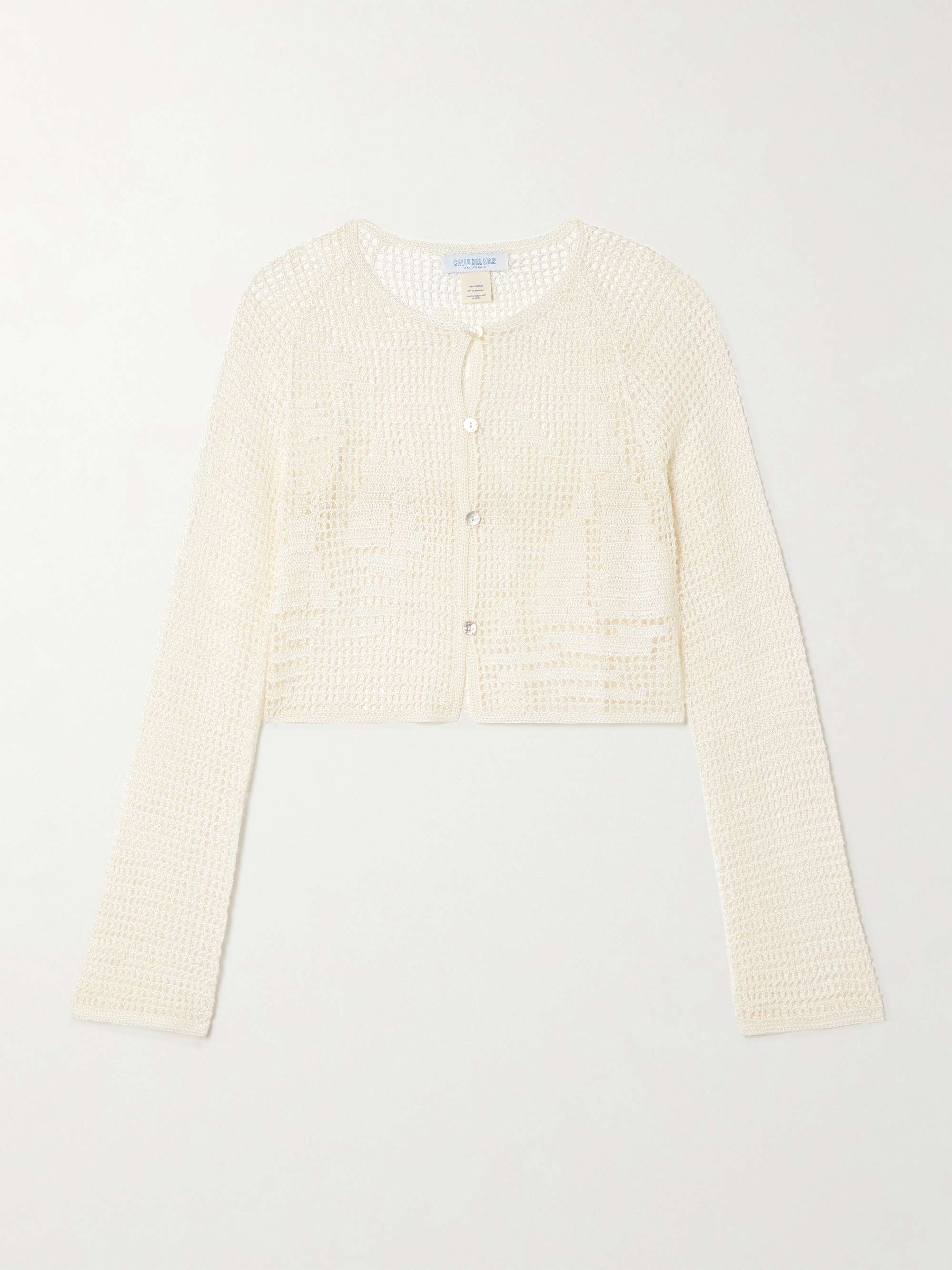 Nautical Cropped Crocheted Cardigan