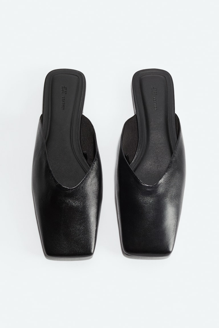 Square-Toe Leather Mules