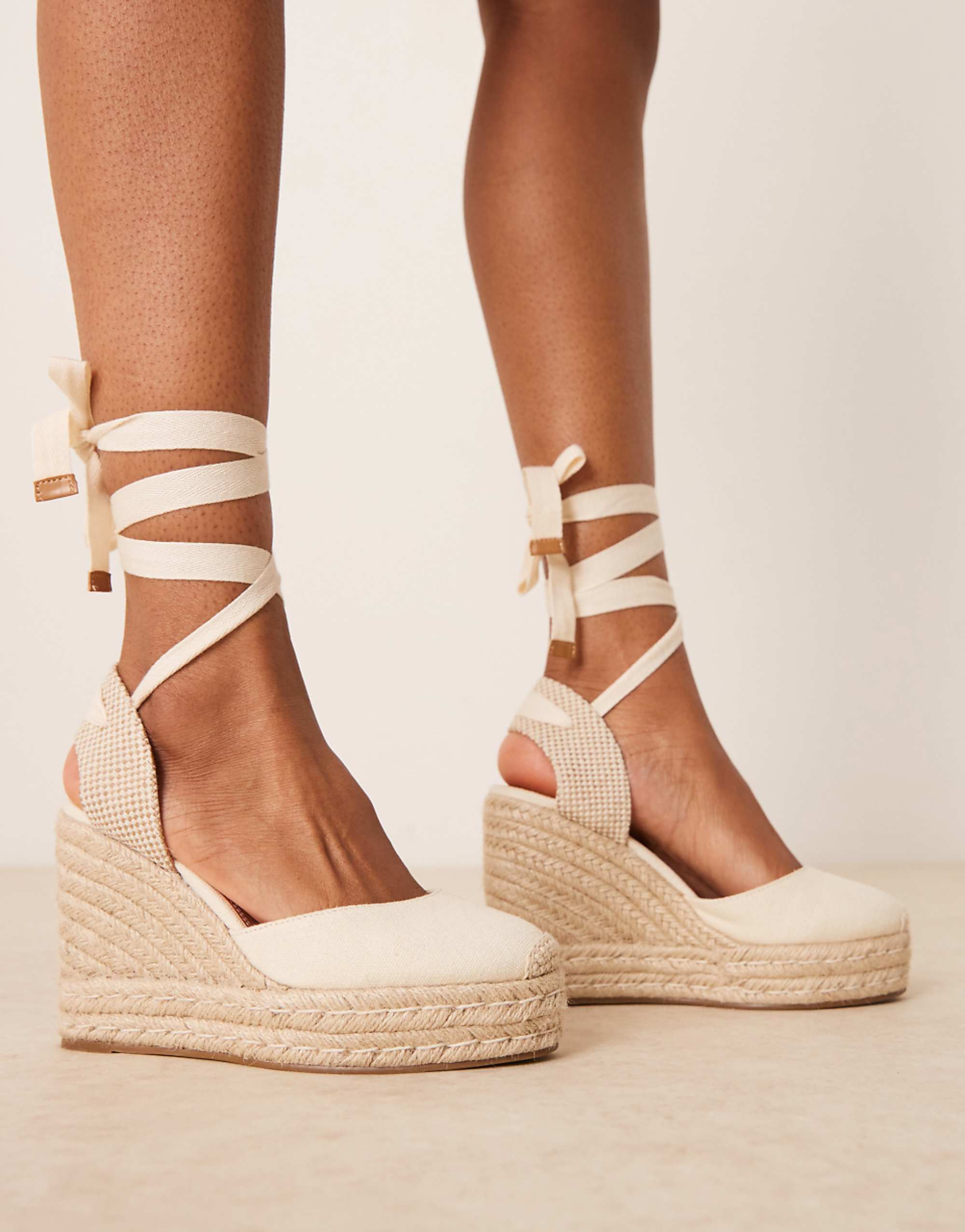 Asos Design Tyra Closed Toe Wedges in Natural Linen