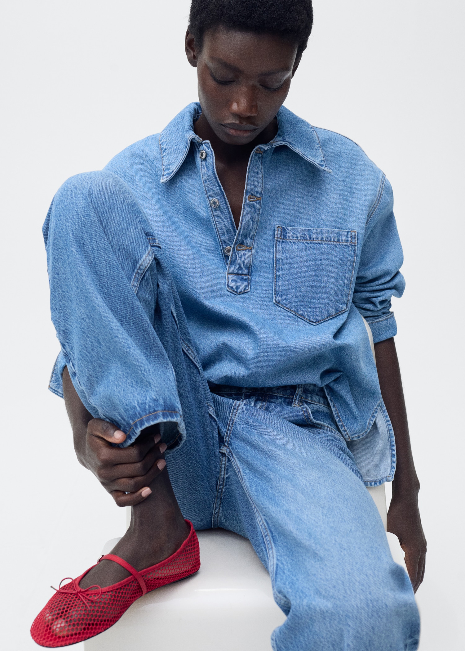 Mesh Ballerina Flats With Buckle Strap - Women | Mango United Kingdom