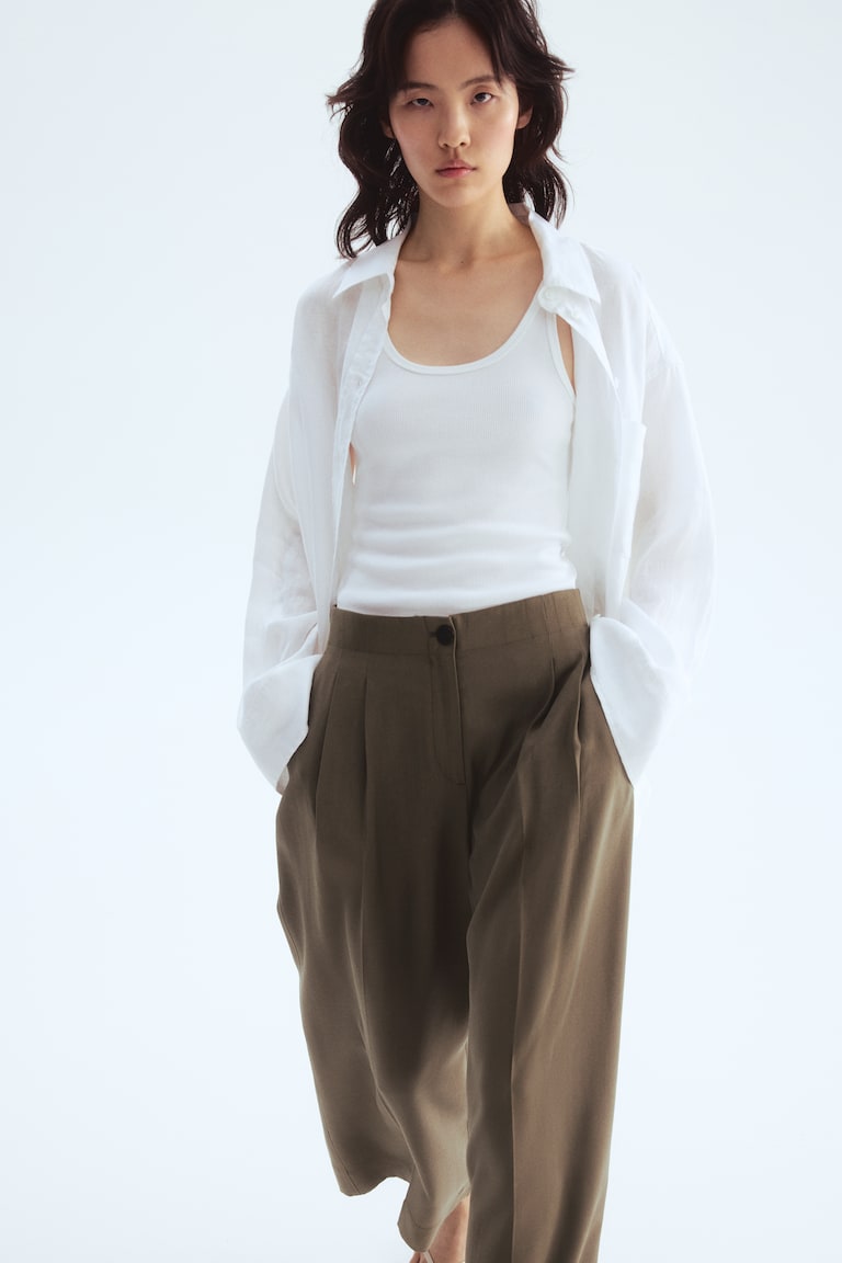 Wide Ankle-Length Trousers