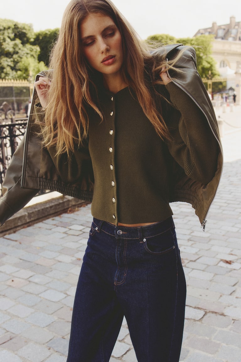 Rib-Knit Cotton Cardigan