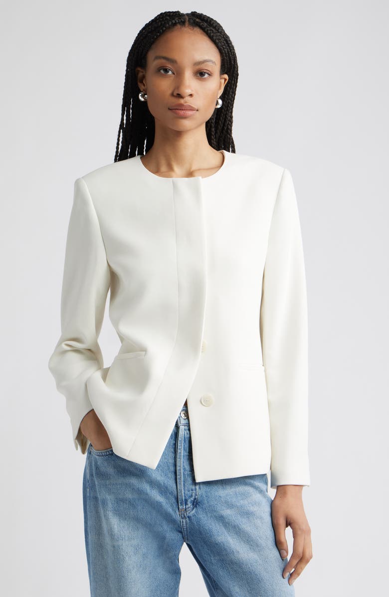 Collarless Twill Blazer