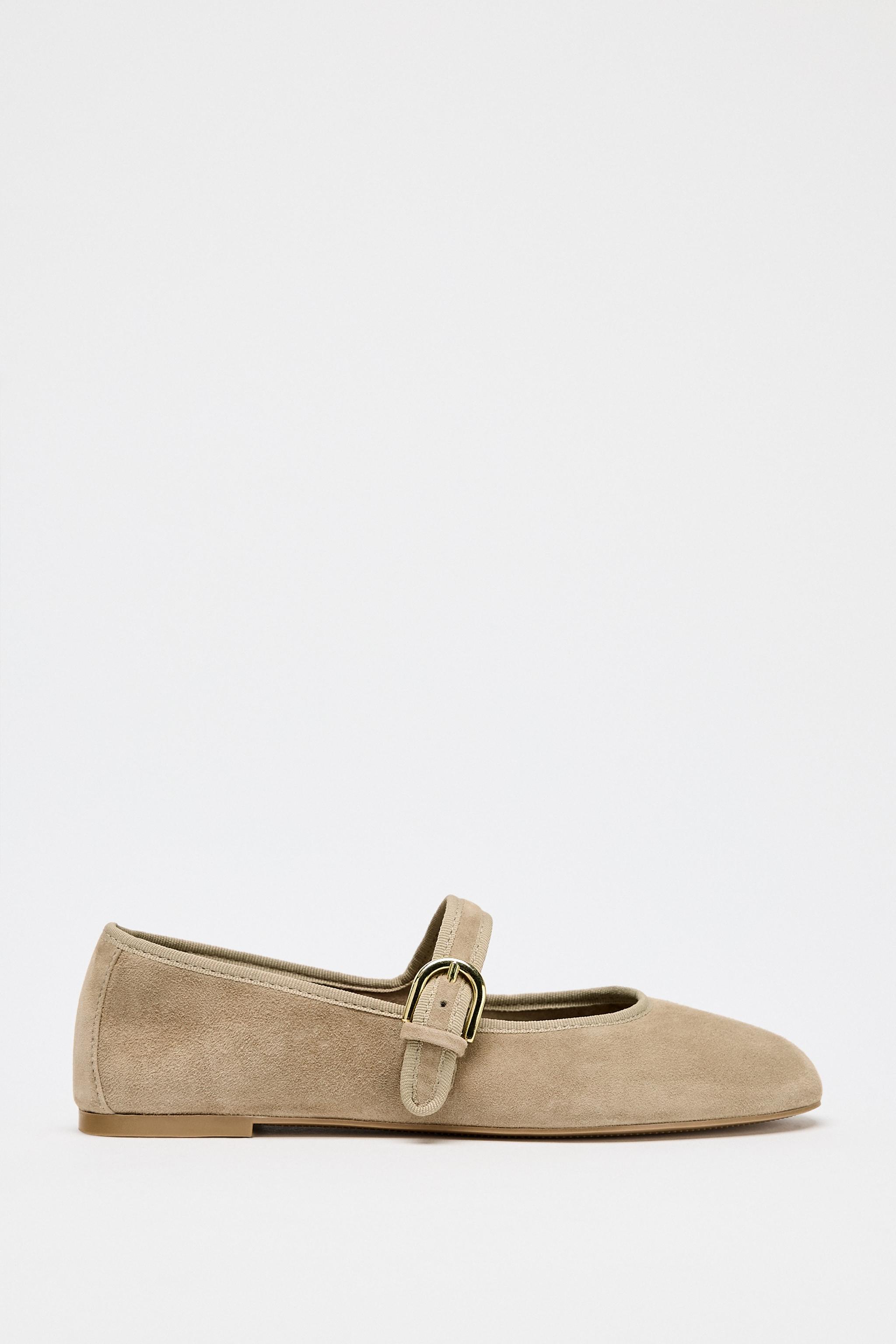 Suede Strap Ballet Flats