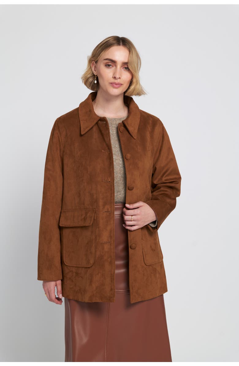 Faux Suede Car Coat Utility