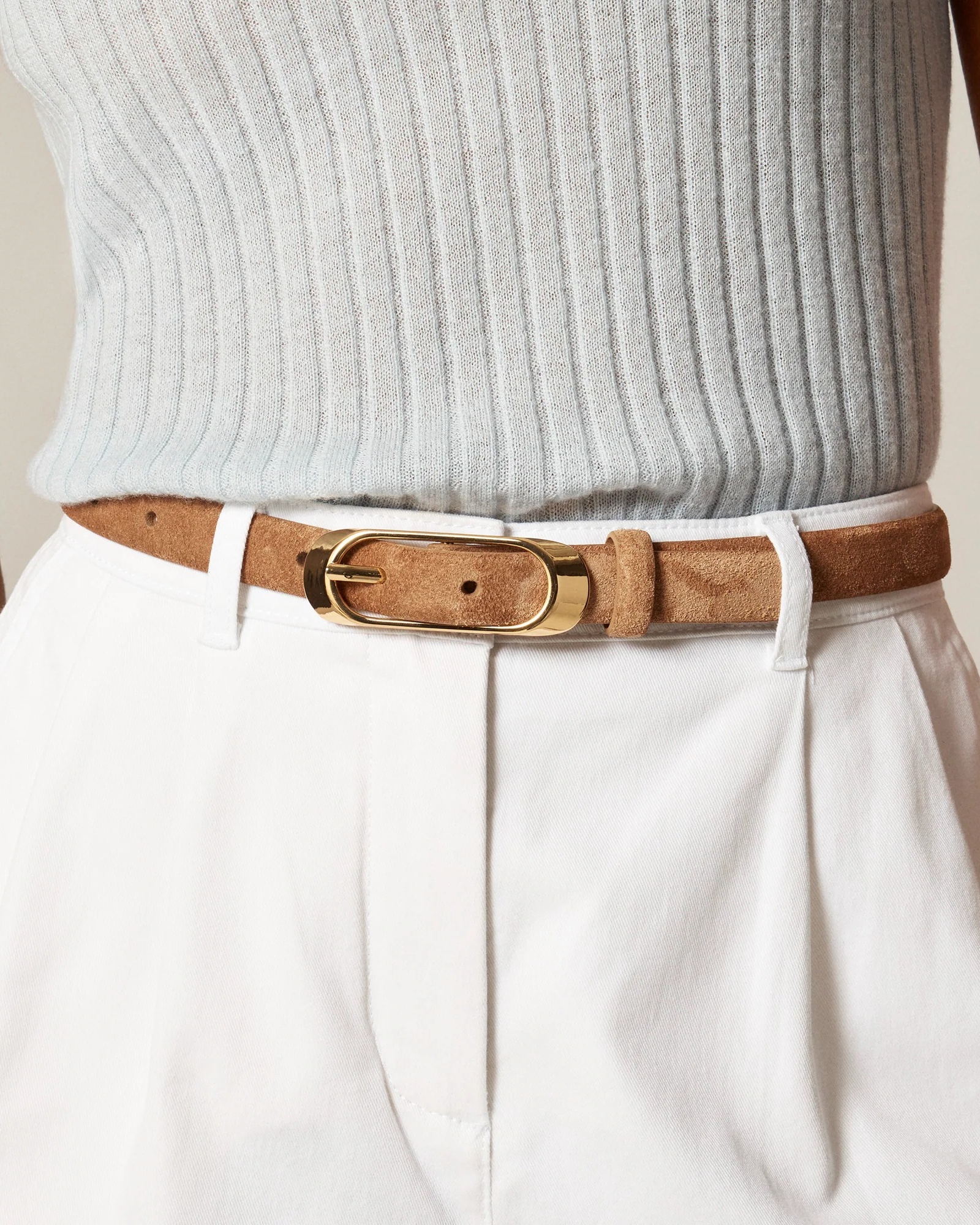 J.Crew, Skinny Oval Buckle Suede Belt