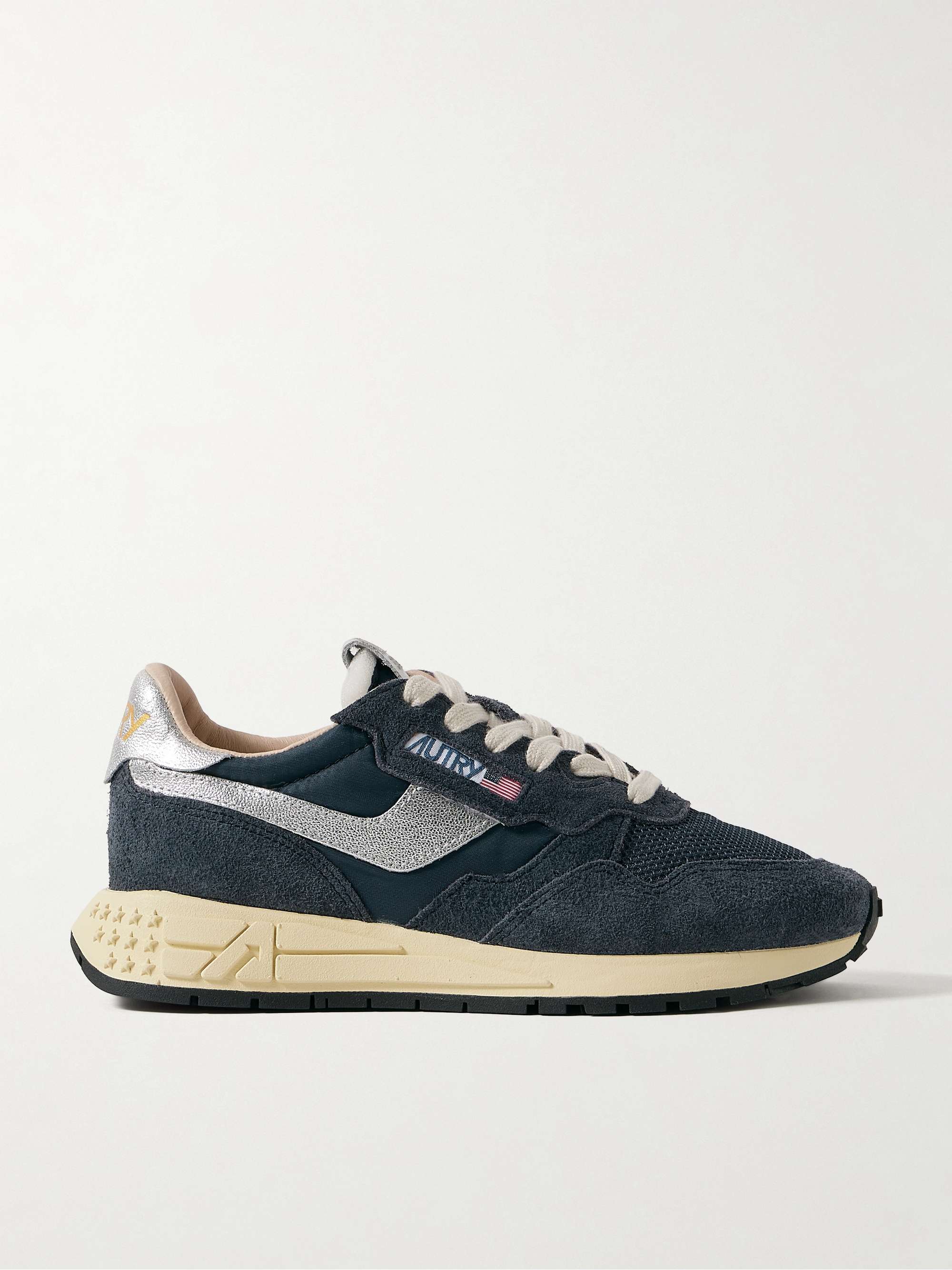 Reelwind Low Metallic Leather-Trimmed Suede and Shell Sneakers