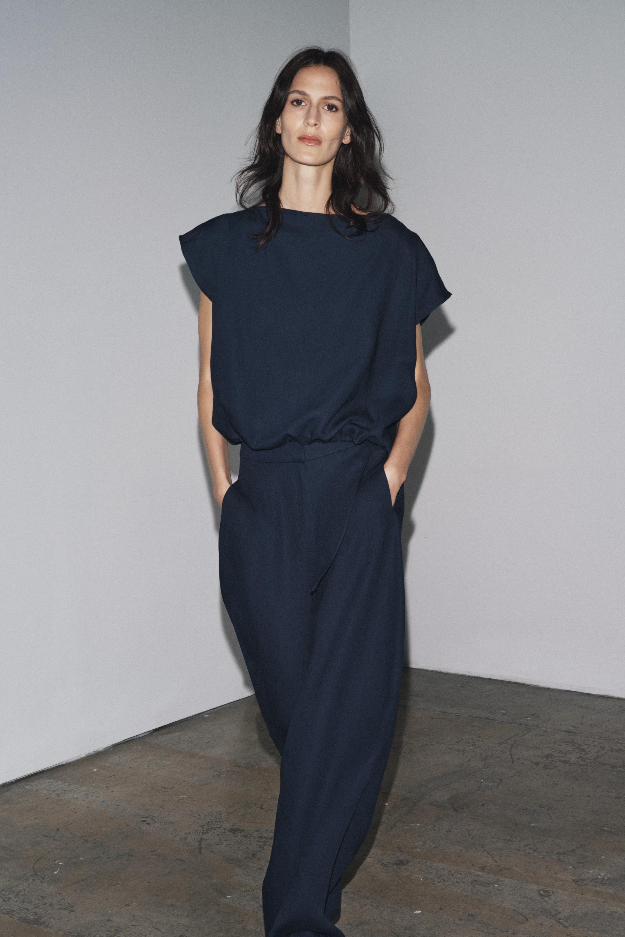 Zw Collection Linen Balloon Trousers