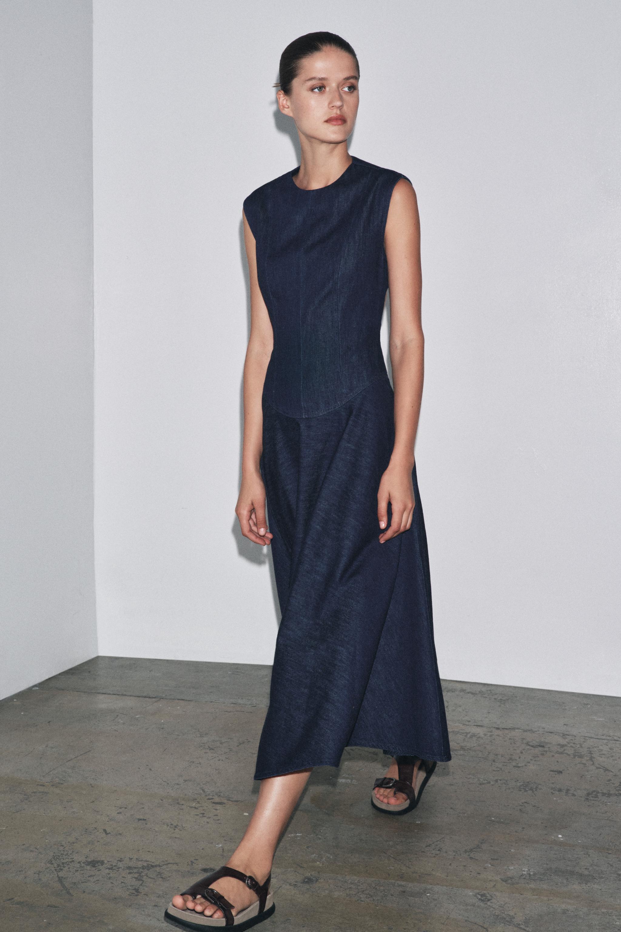 Zw Collection Denim Midi Dress