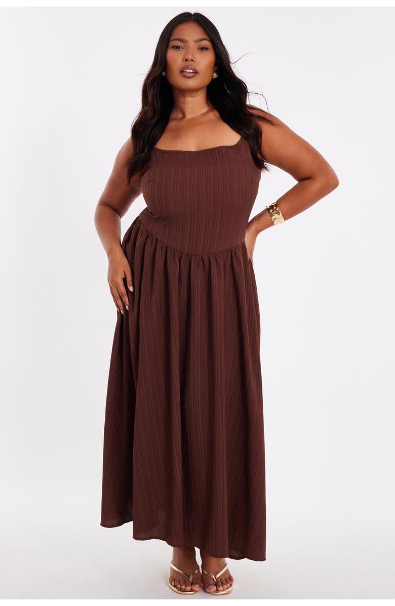 Plus Size Drop Waist Textured Dress