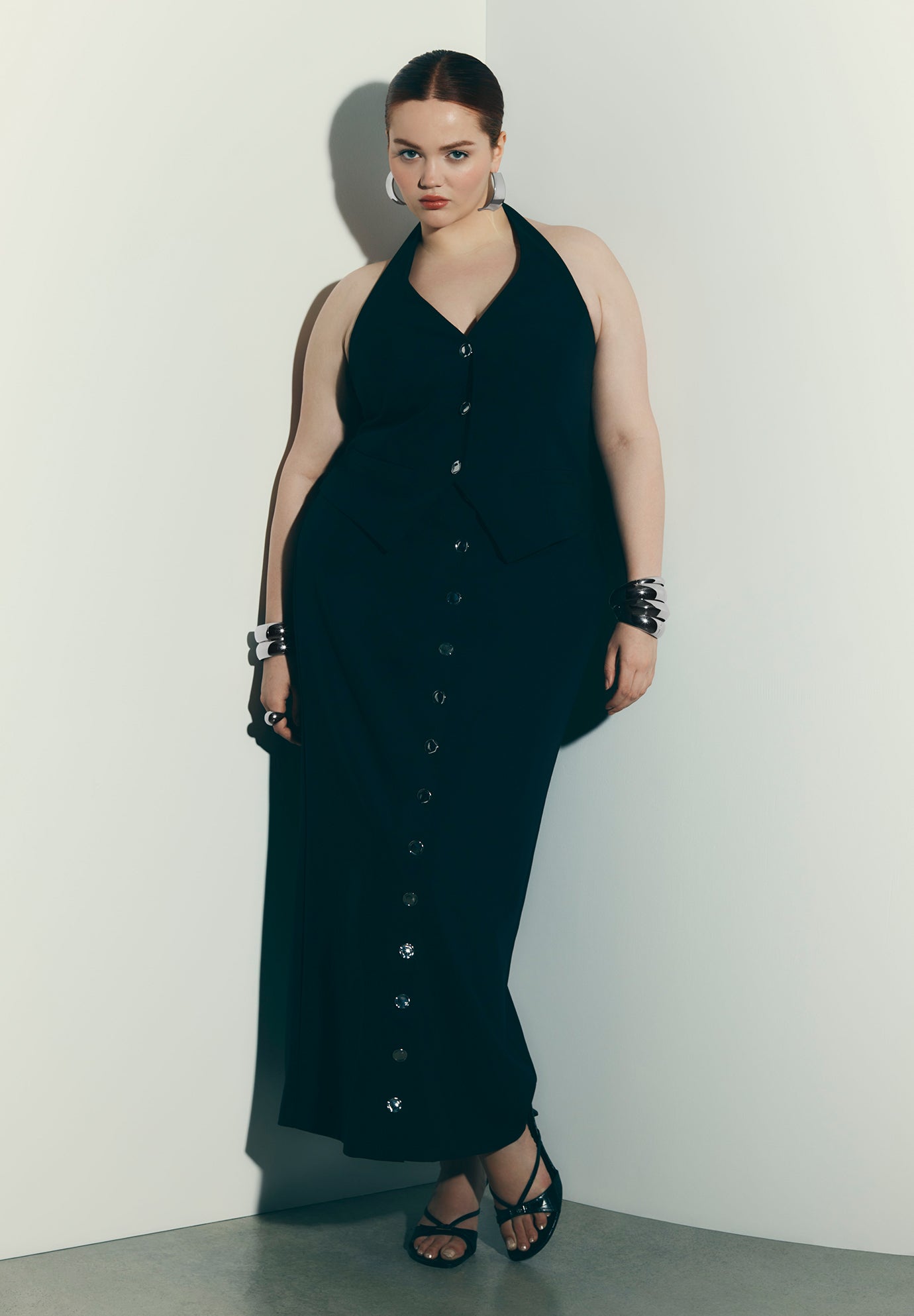 Buttoned Maxi Column Skirt