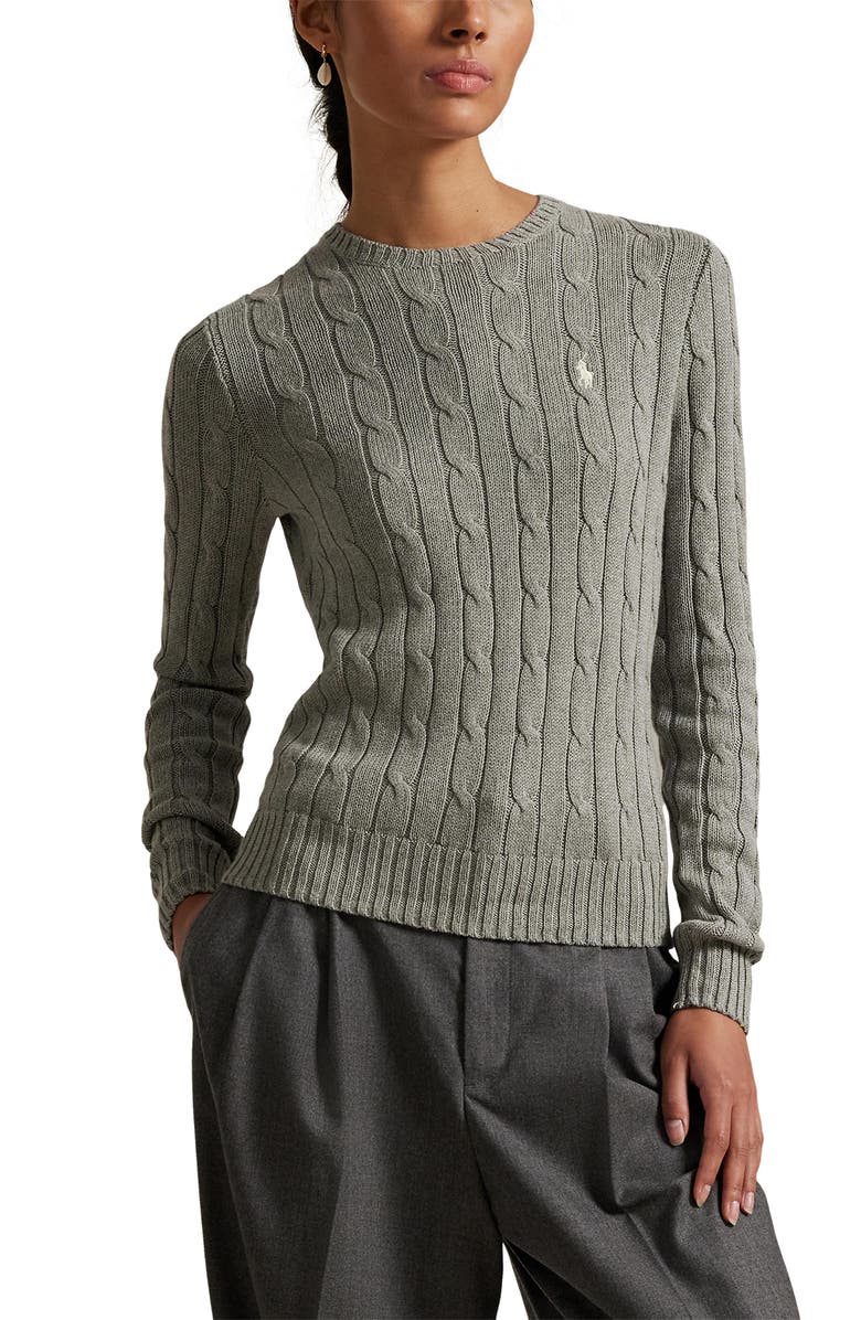 Cable Cotton Crewneck Sweater