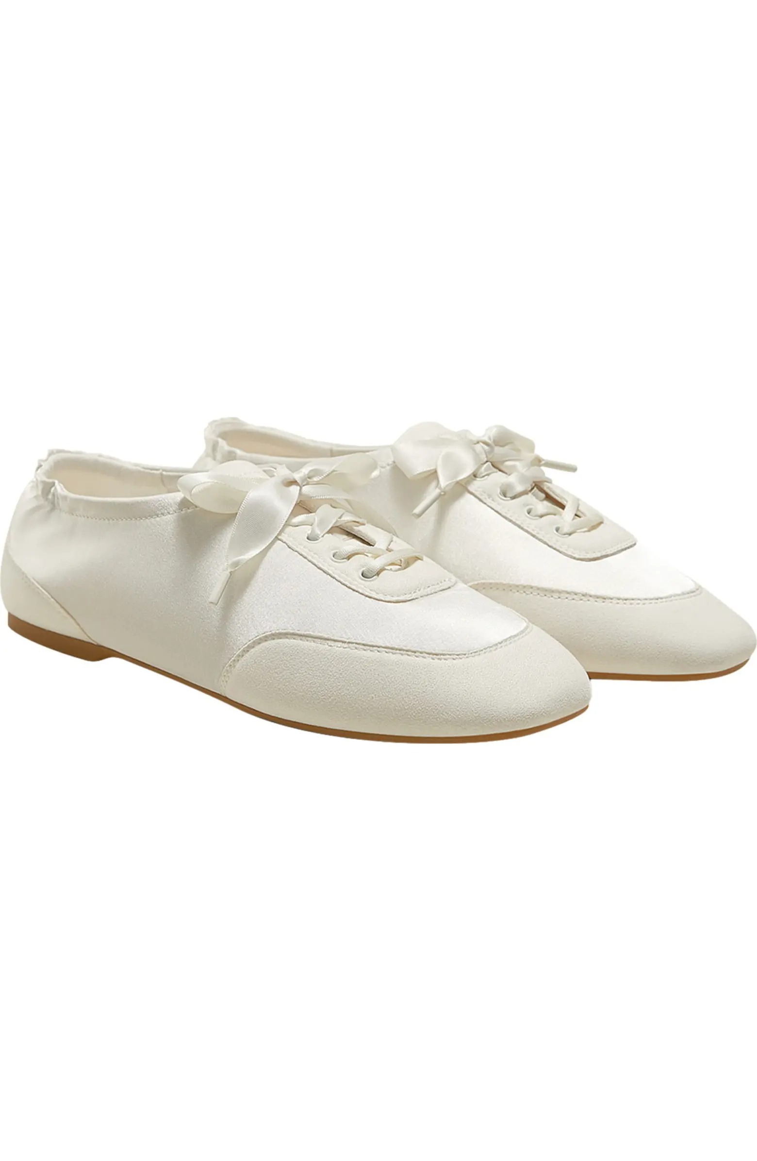 VIVAIA, Square-Toe Lace-Up Satin Sneakerina