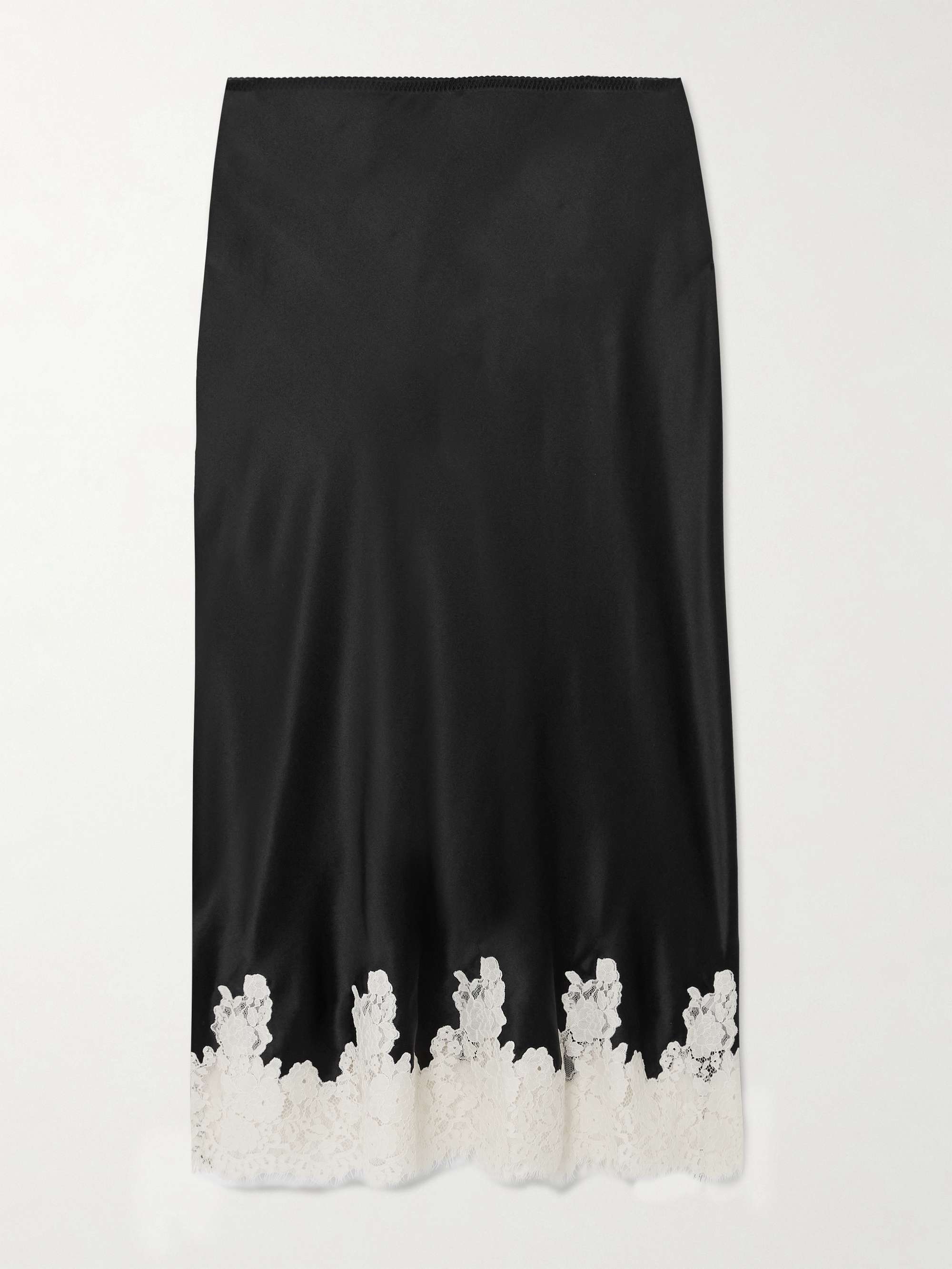 Elowena Lace-Trimmed Silk Midi Skirt