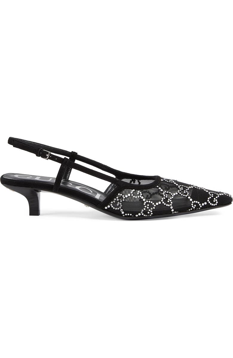 Tom Gg Crystal Kitten Heel Slingback Pump