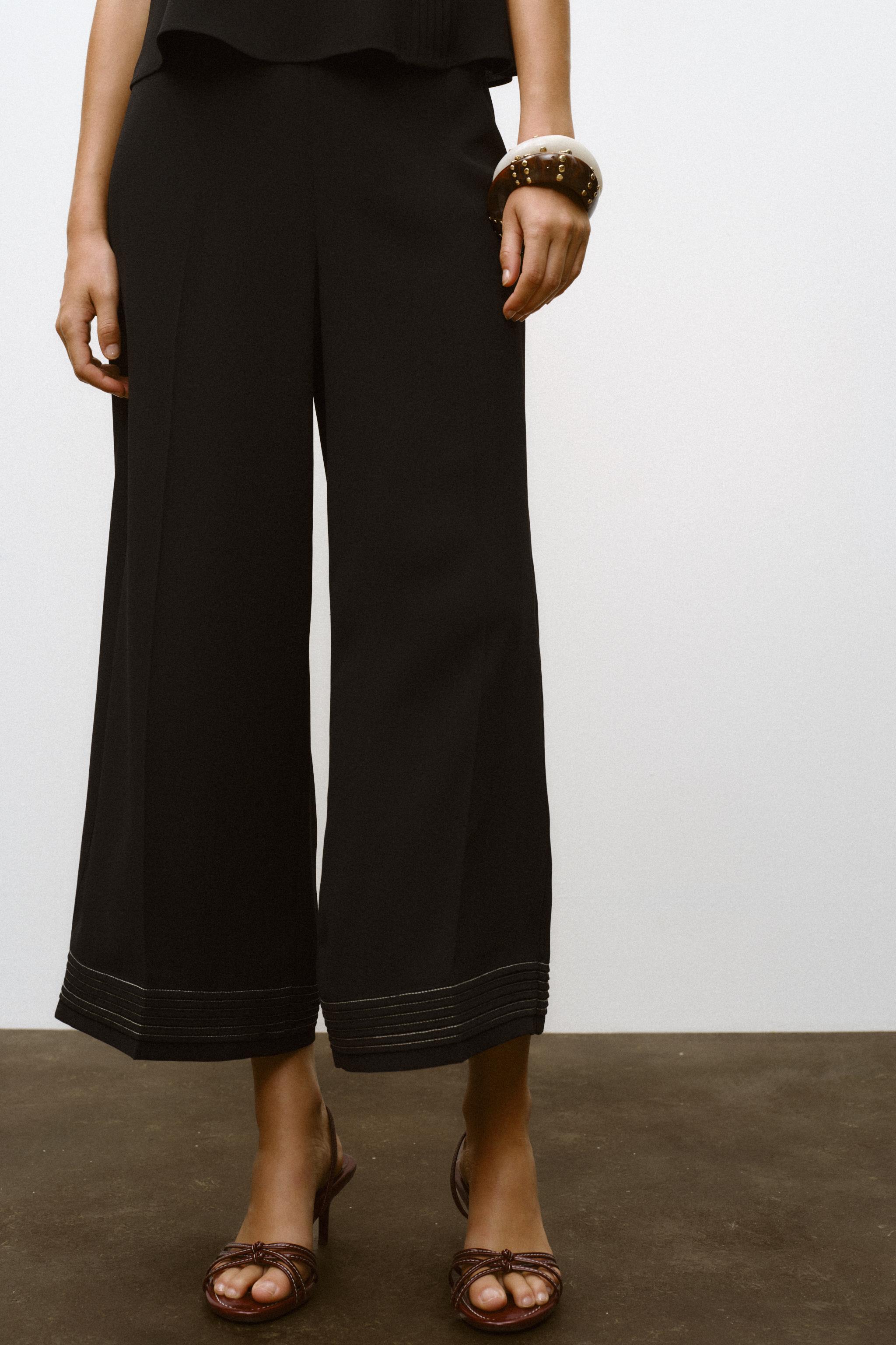 Pleated Hem Culotte Trousers