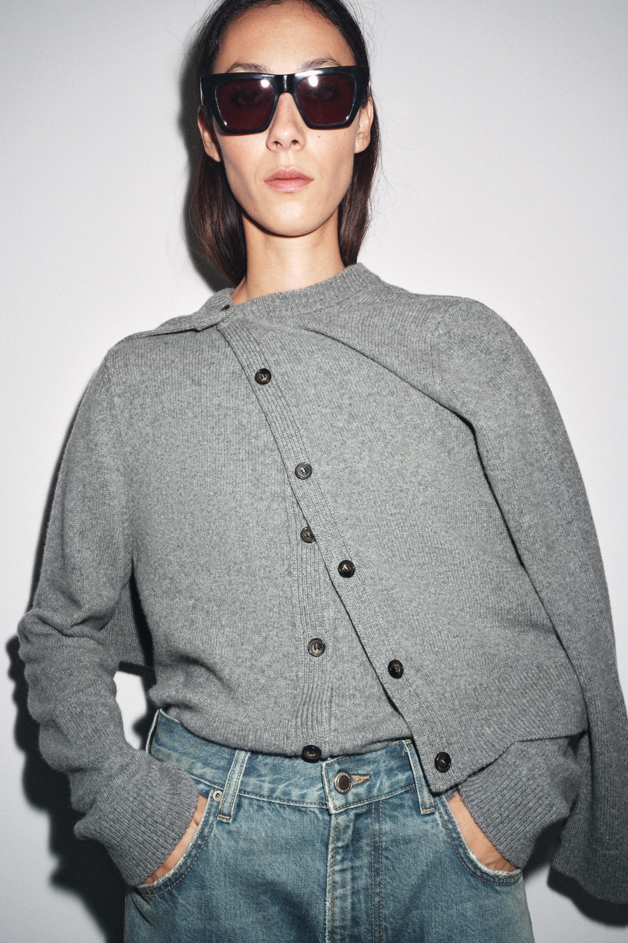 Plain Cashmere and Wool Cardigan