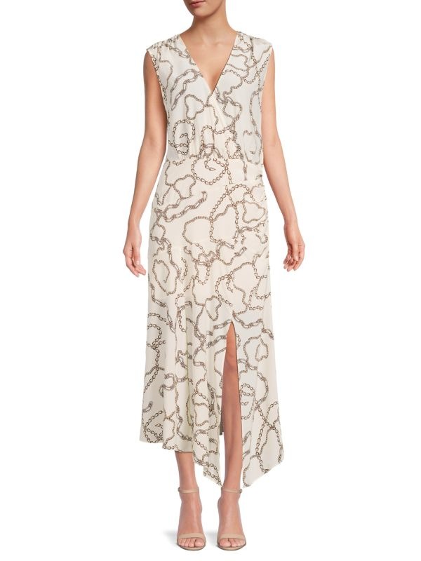 Veronica Beard Wixson Chain Print Silk Blend Dress