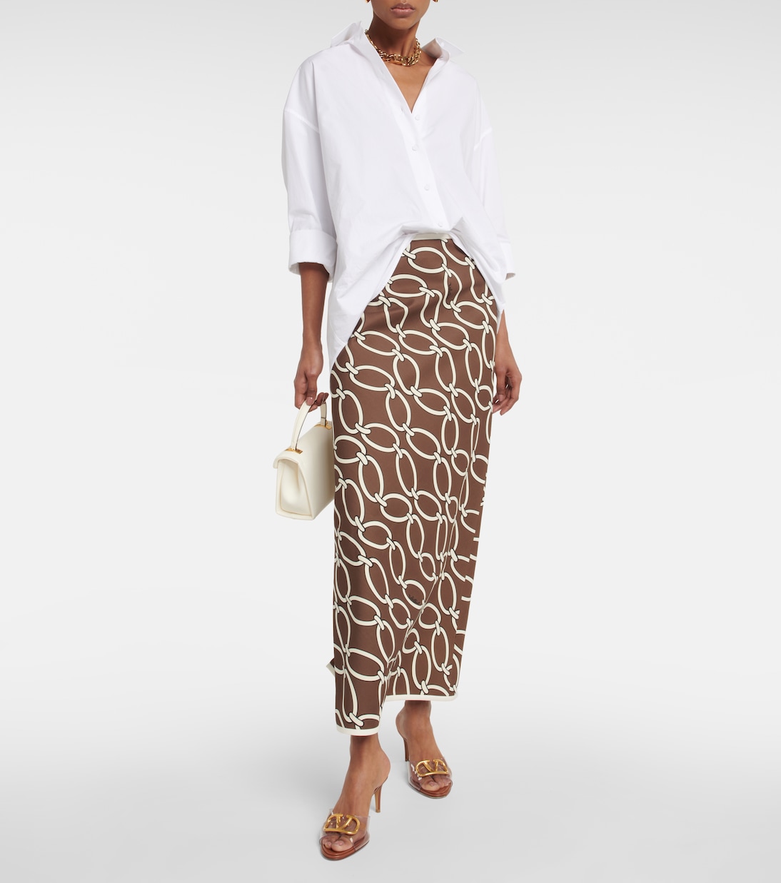 Chain-Print Maxi Skirt