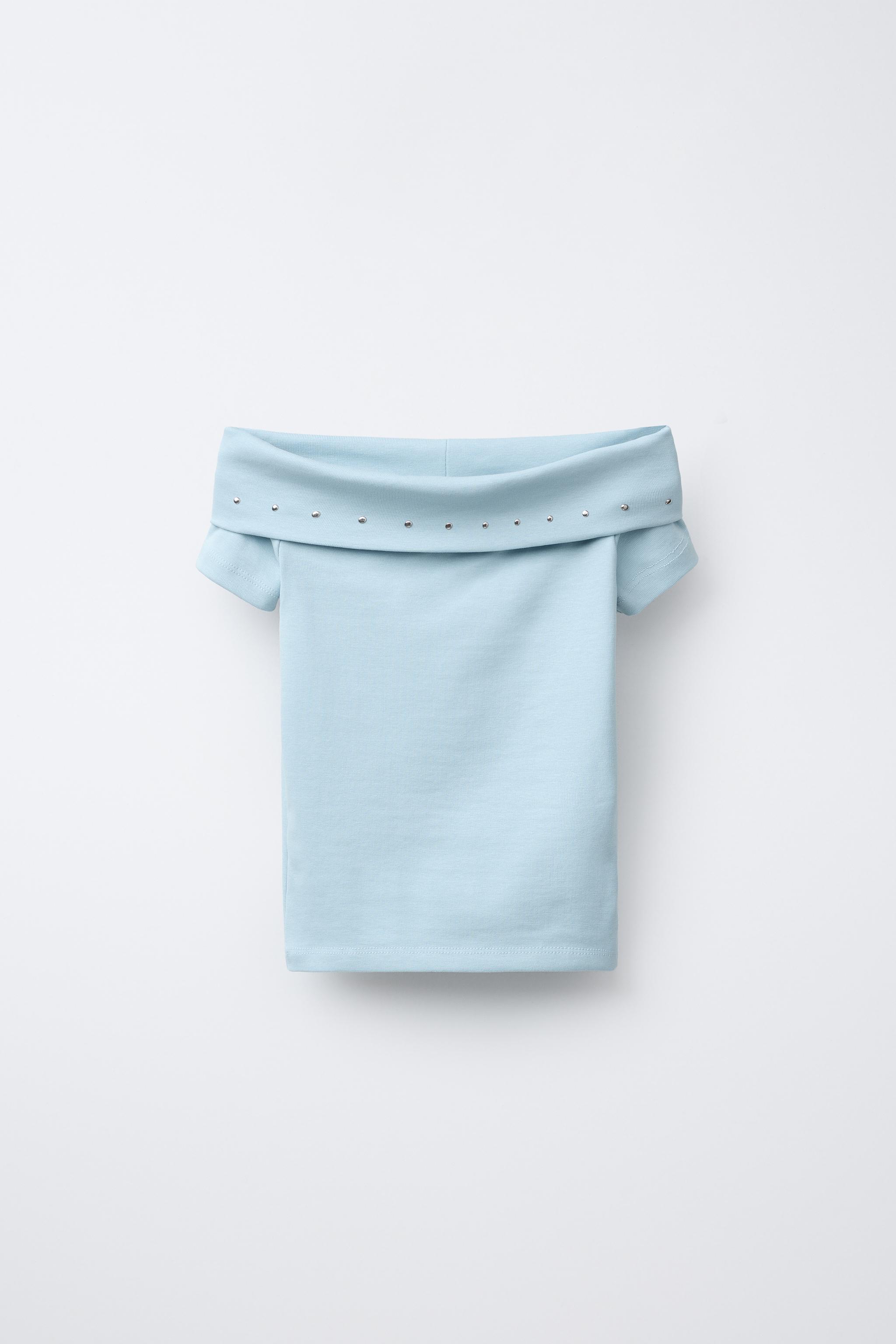 Off Shoulder Studded T-Shirt