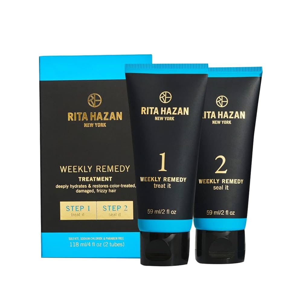 Rita Hazan Two Step Weekly Remedy Cream Kit - Deeply Hydrating & Restorative for Color Treated Hair - Hair Cream for Frizzy Hair - Hair Treatment for Dry Damaged Hair