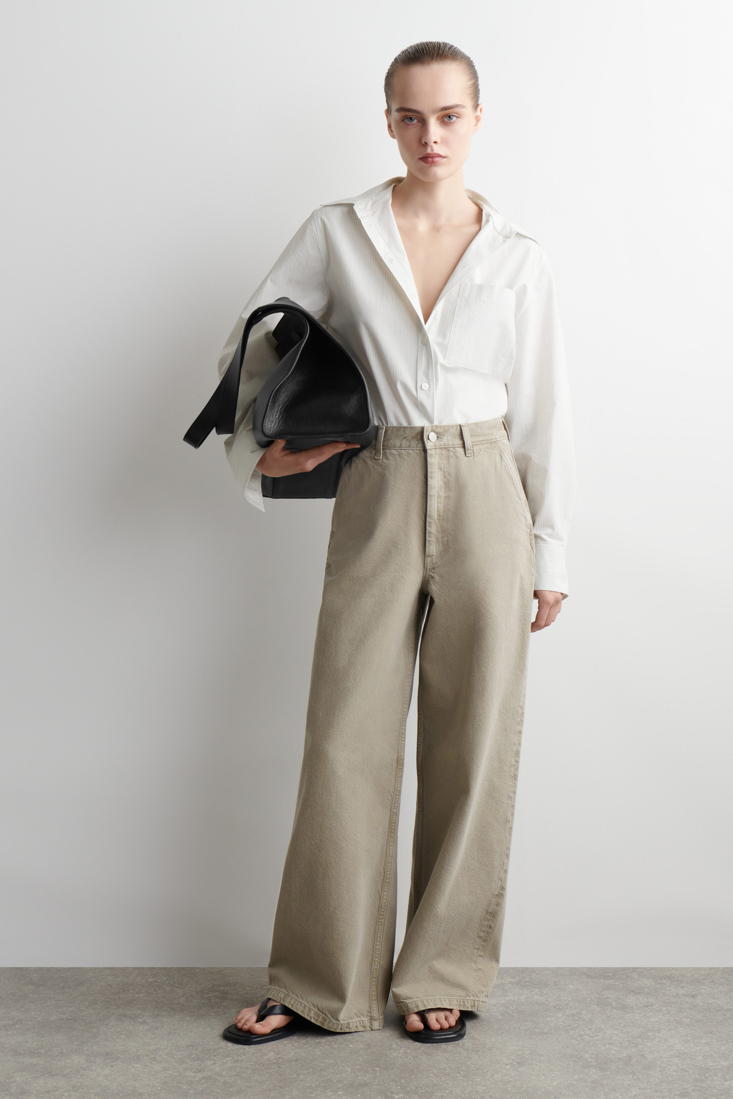 Wide-Leg Denim Trousers