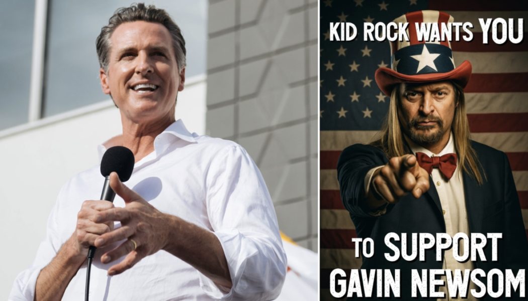 Kid Rock Takes Bait on Gavin Newsom's Fake Endorsement Poster
